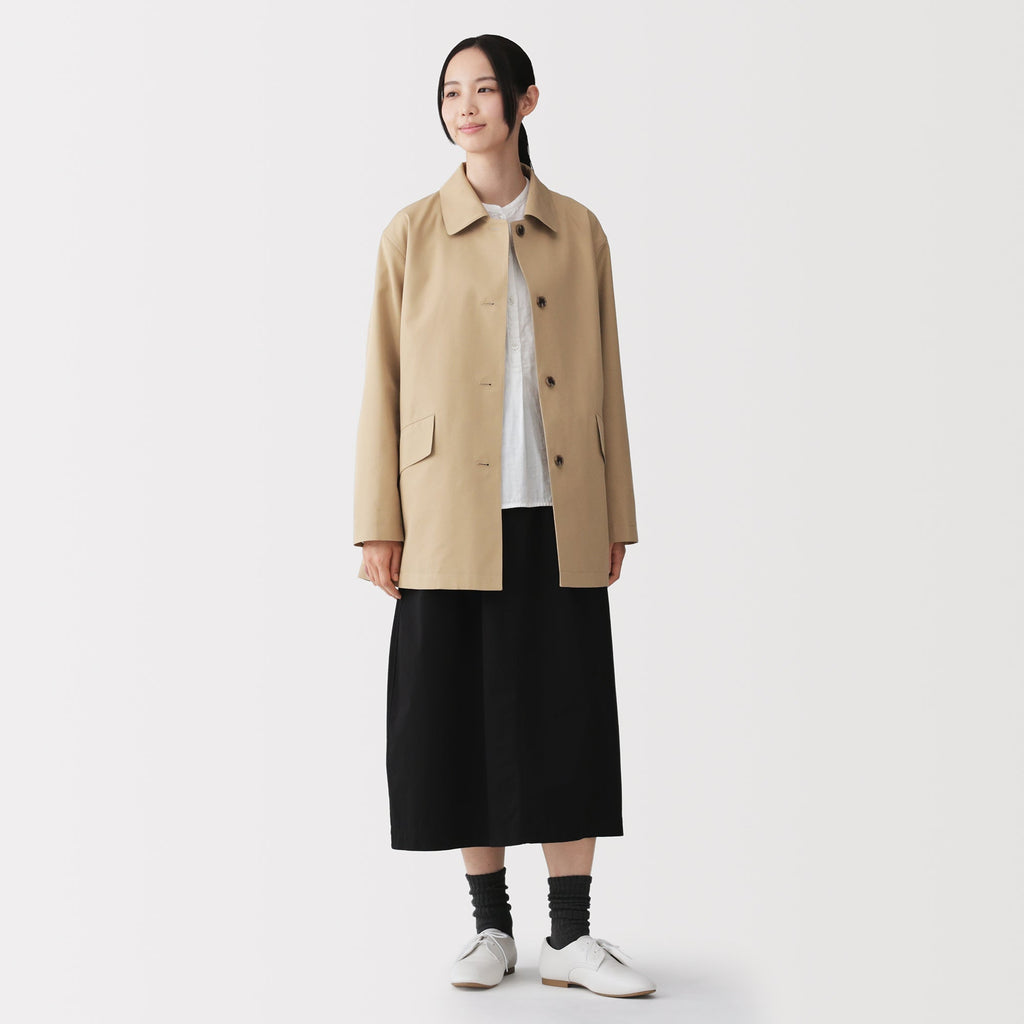 Cotton Twill Stand Fall Collar Coat