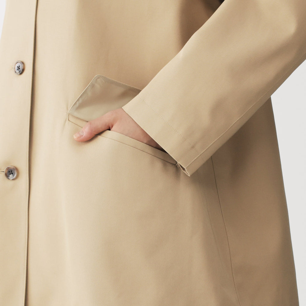 Cotton Twill Stand Fall Collar Coat