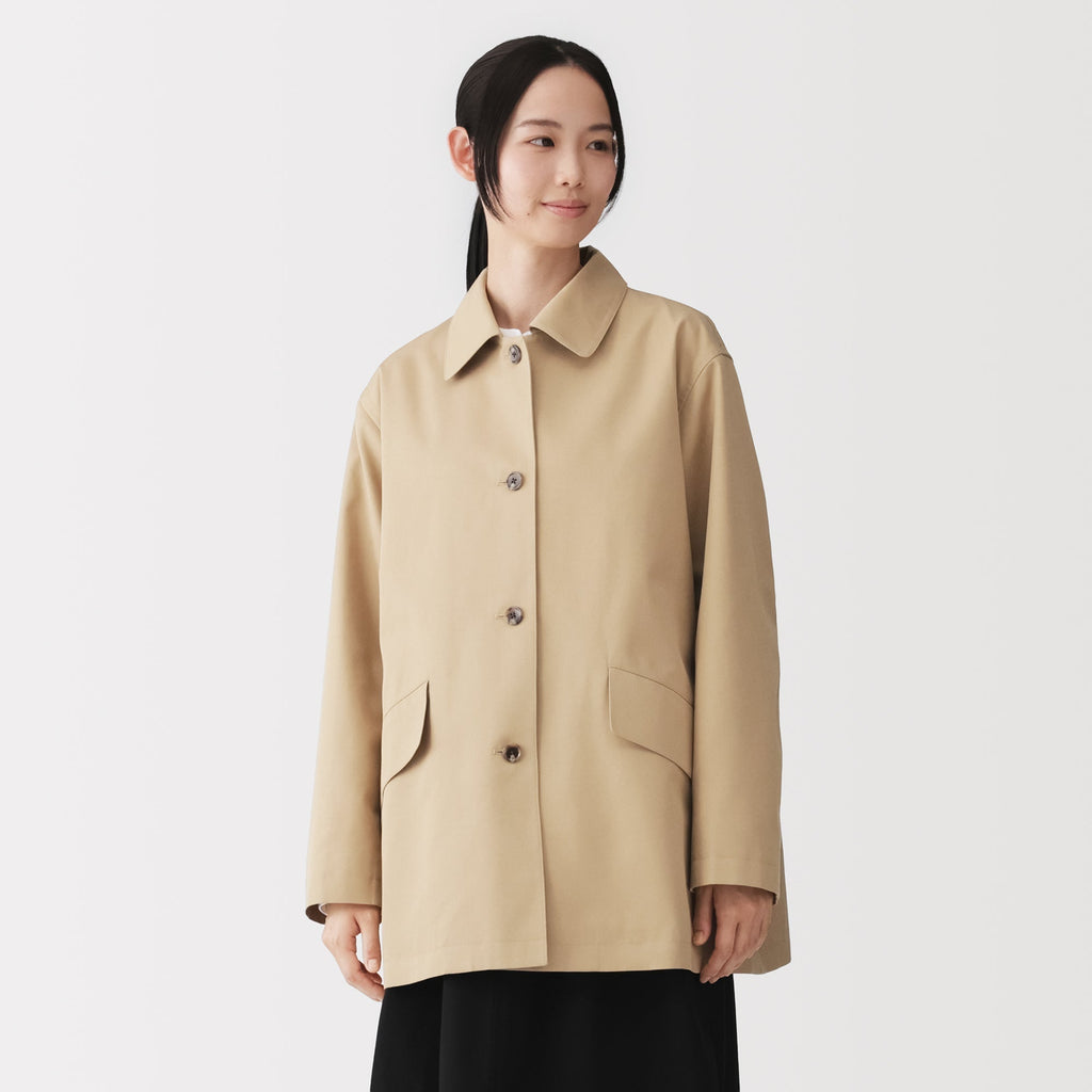 Cotton Twill Stand Fall Collar Coat