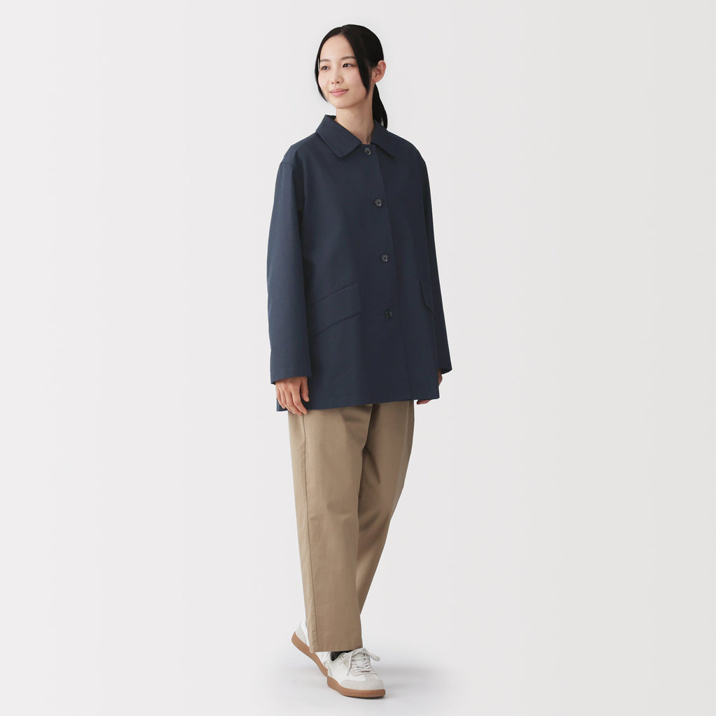 Cotton Twill Stand Fall Collar Coat
