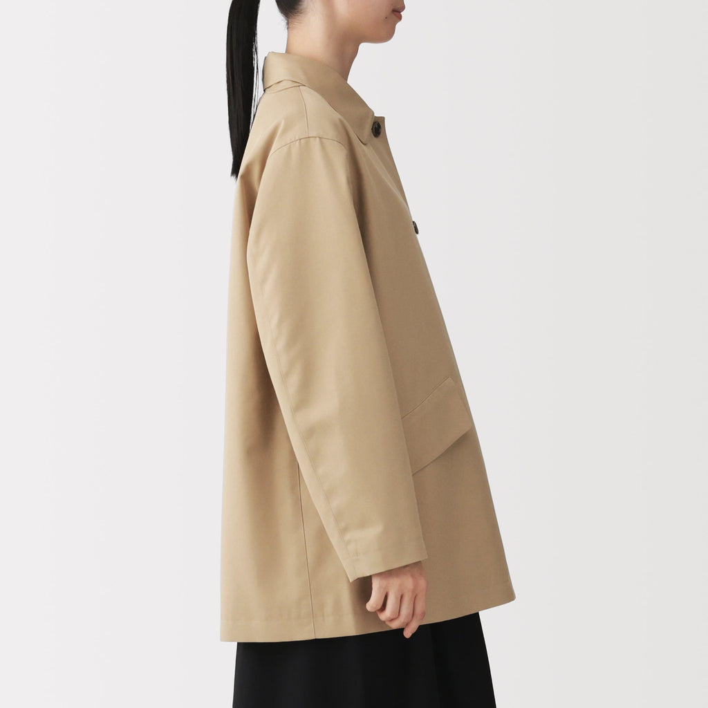 Cotton Twill Stand Fall Collar Coat