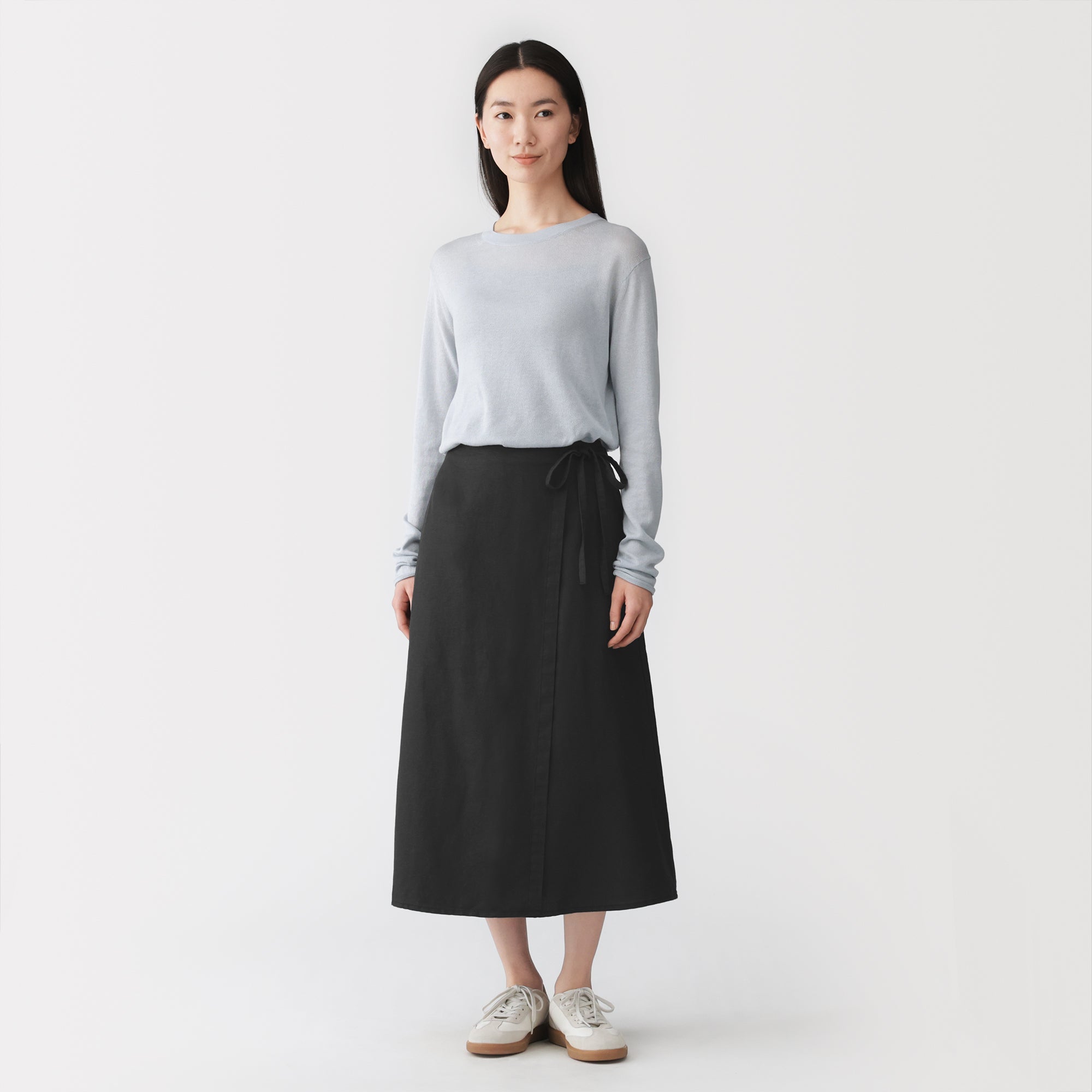 Hemp Blend Twill Wrap Skirt