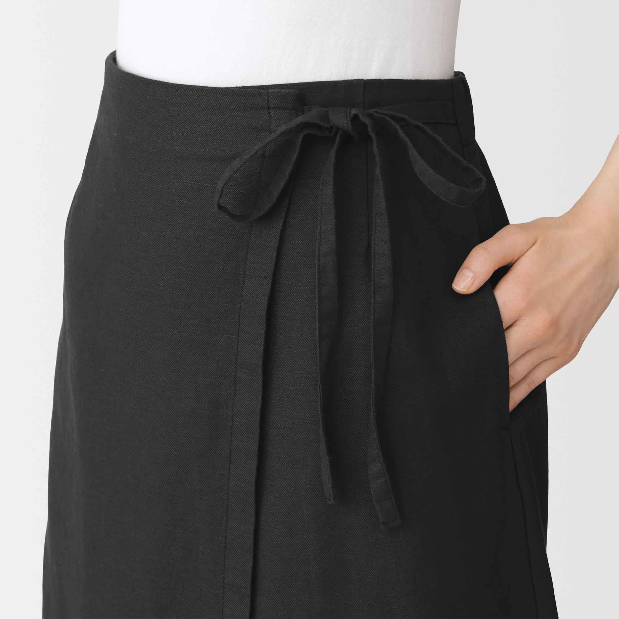 Hemp Blend Twill Wrap Skirt