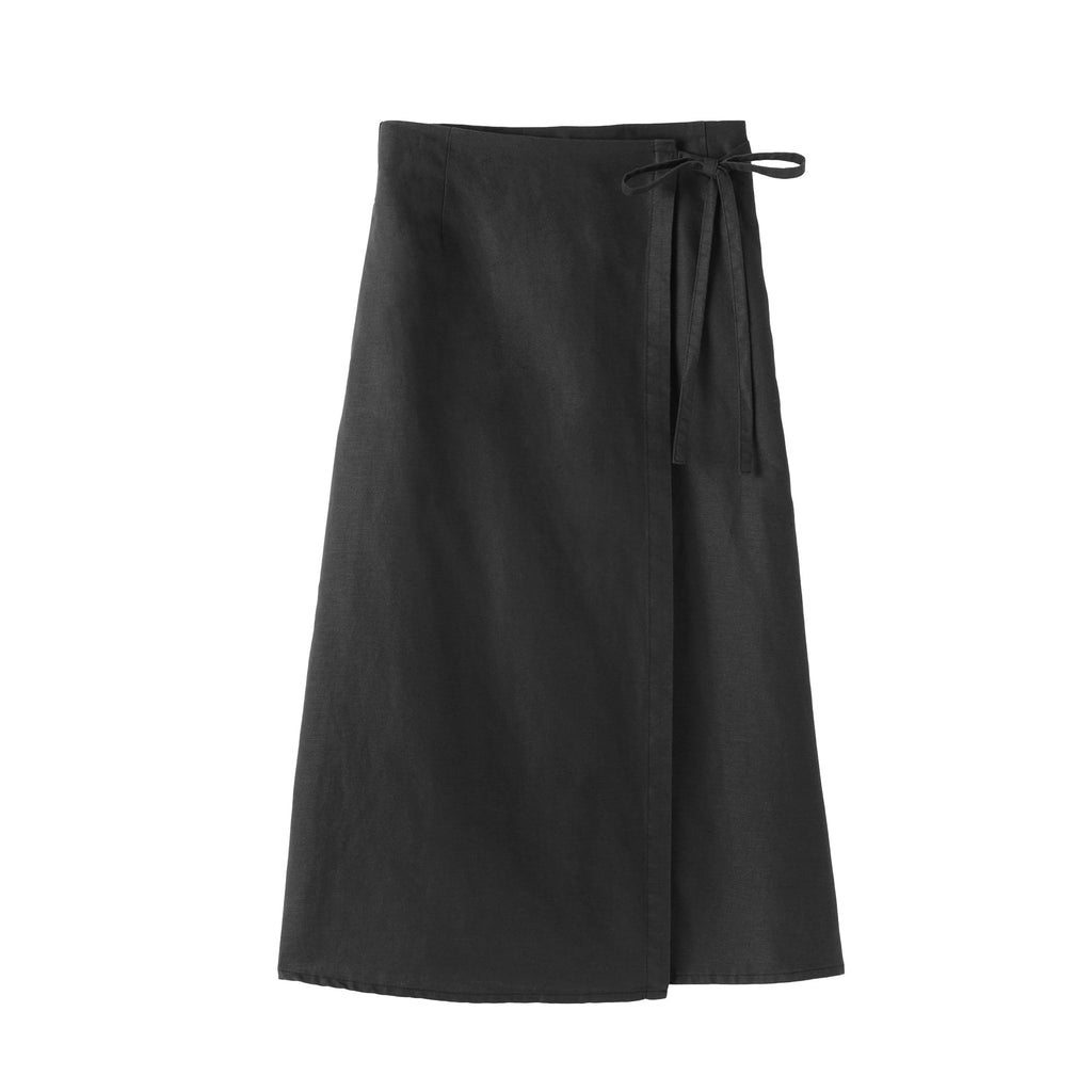 Hemp Blend Twill Wrap Skirt