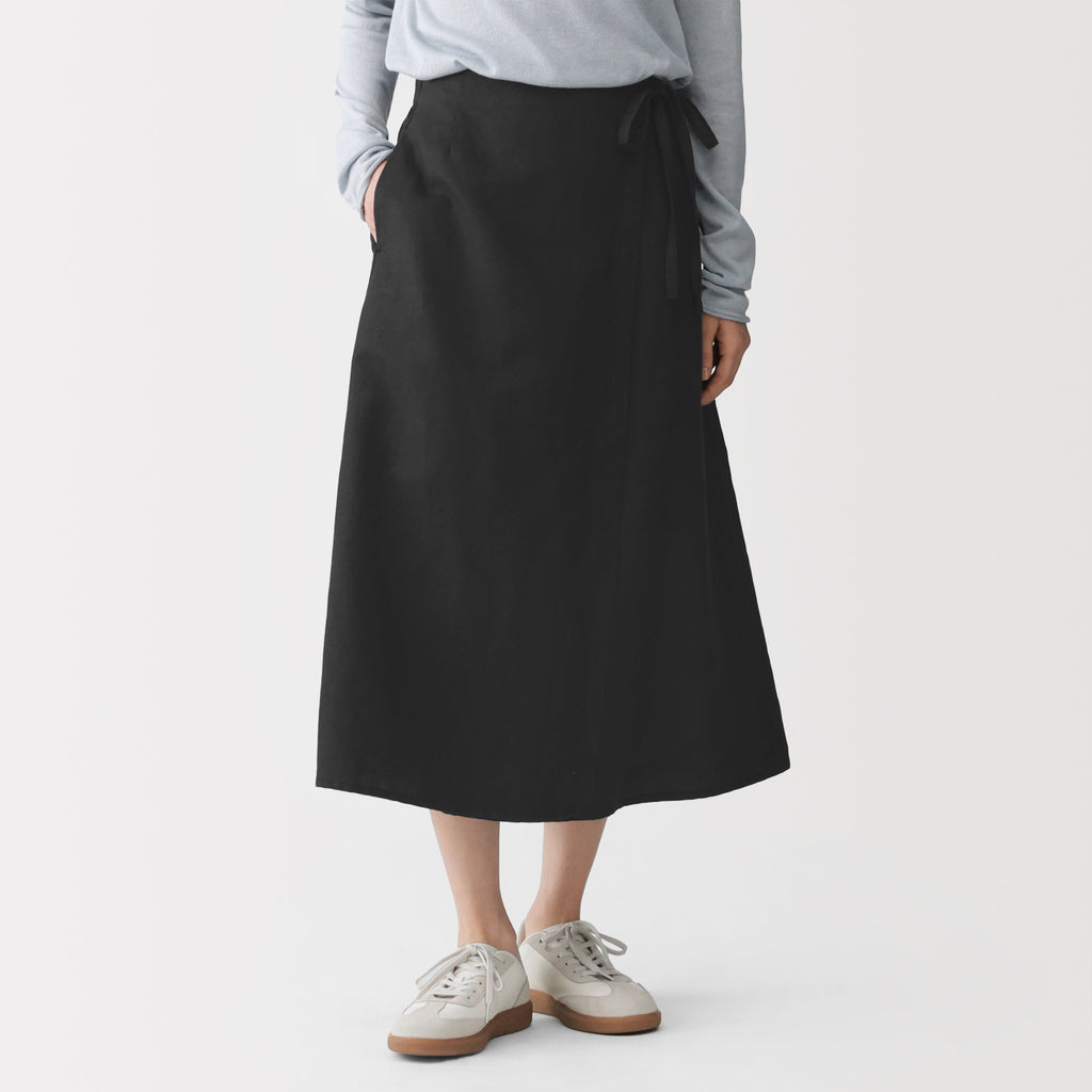Hemp Blend Twill Wrap Skirt