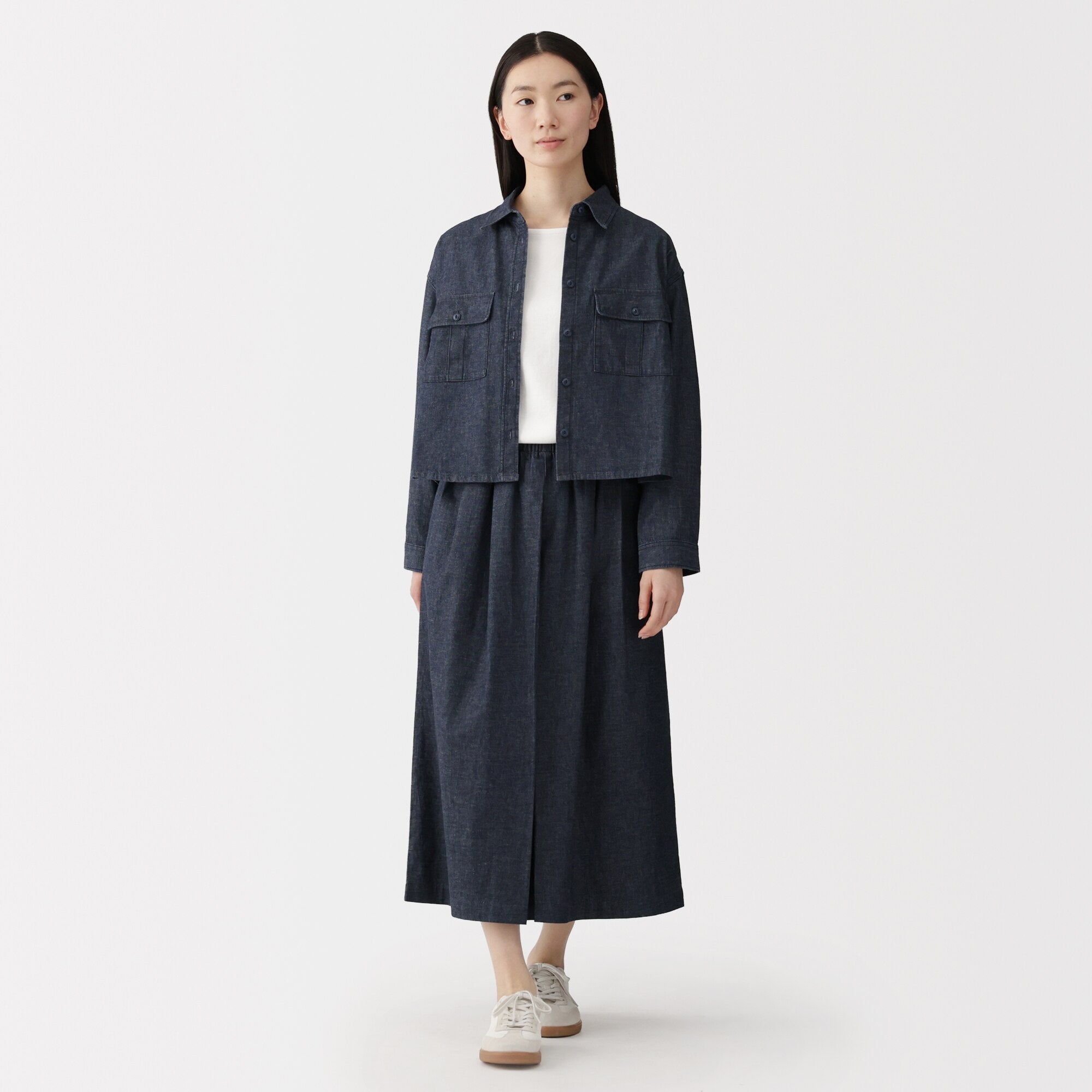 Kapok Blend Denim Skirt Pants