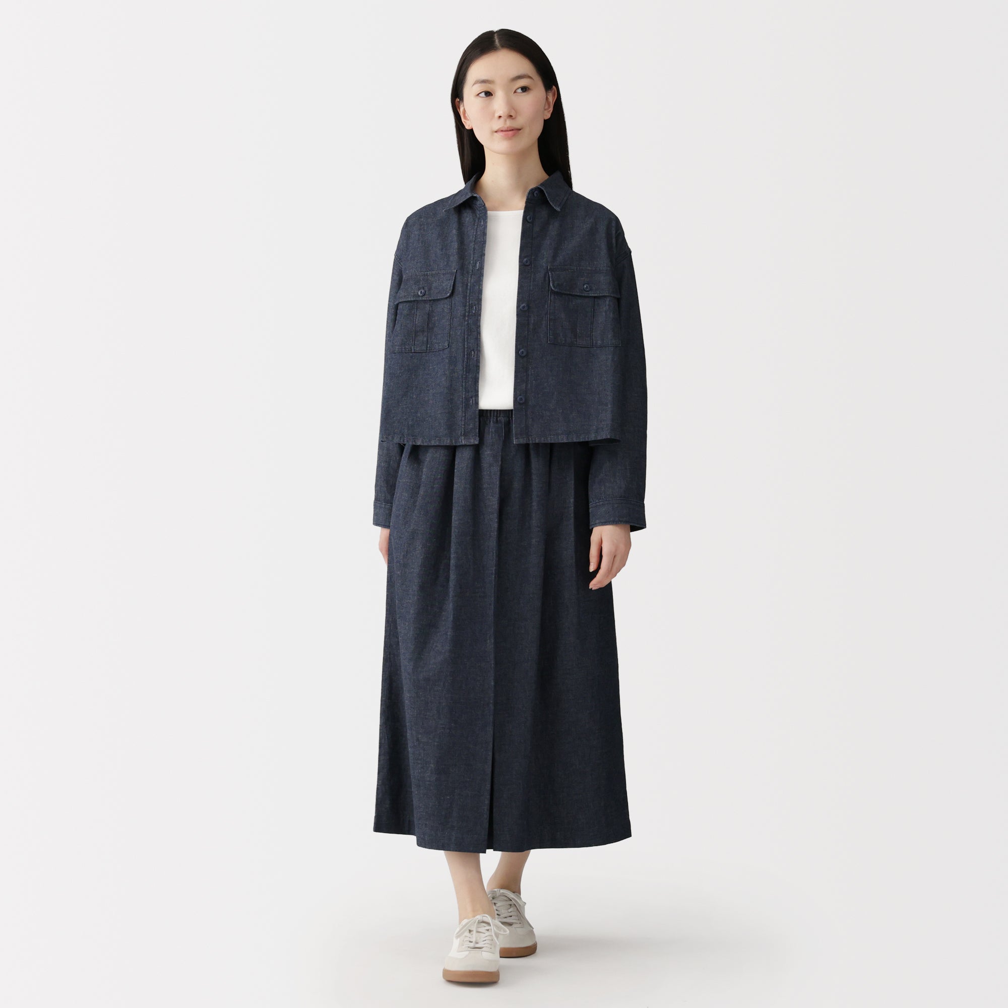 Kapok Blend Denim Skirt Pants