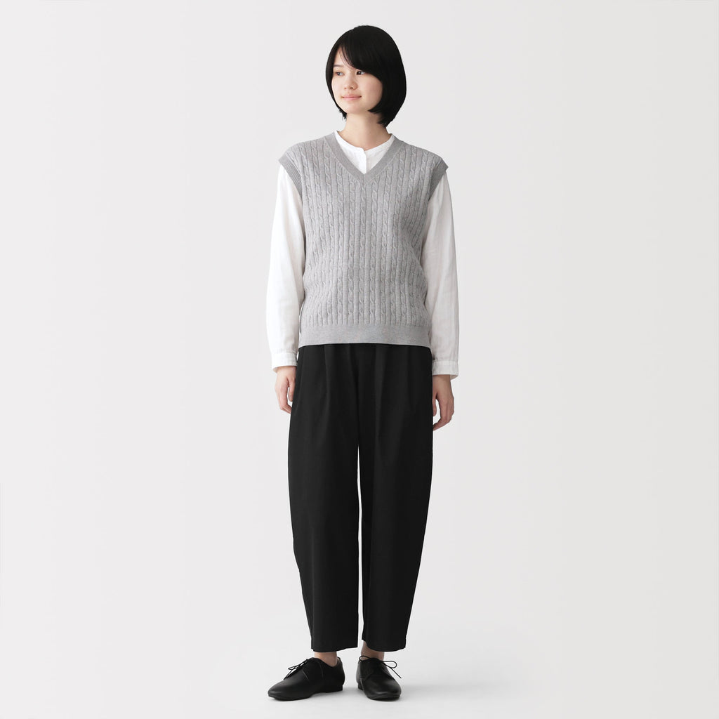 Cotton Twill Wide Tapered Pants