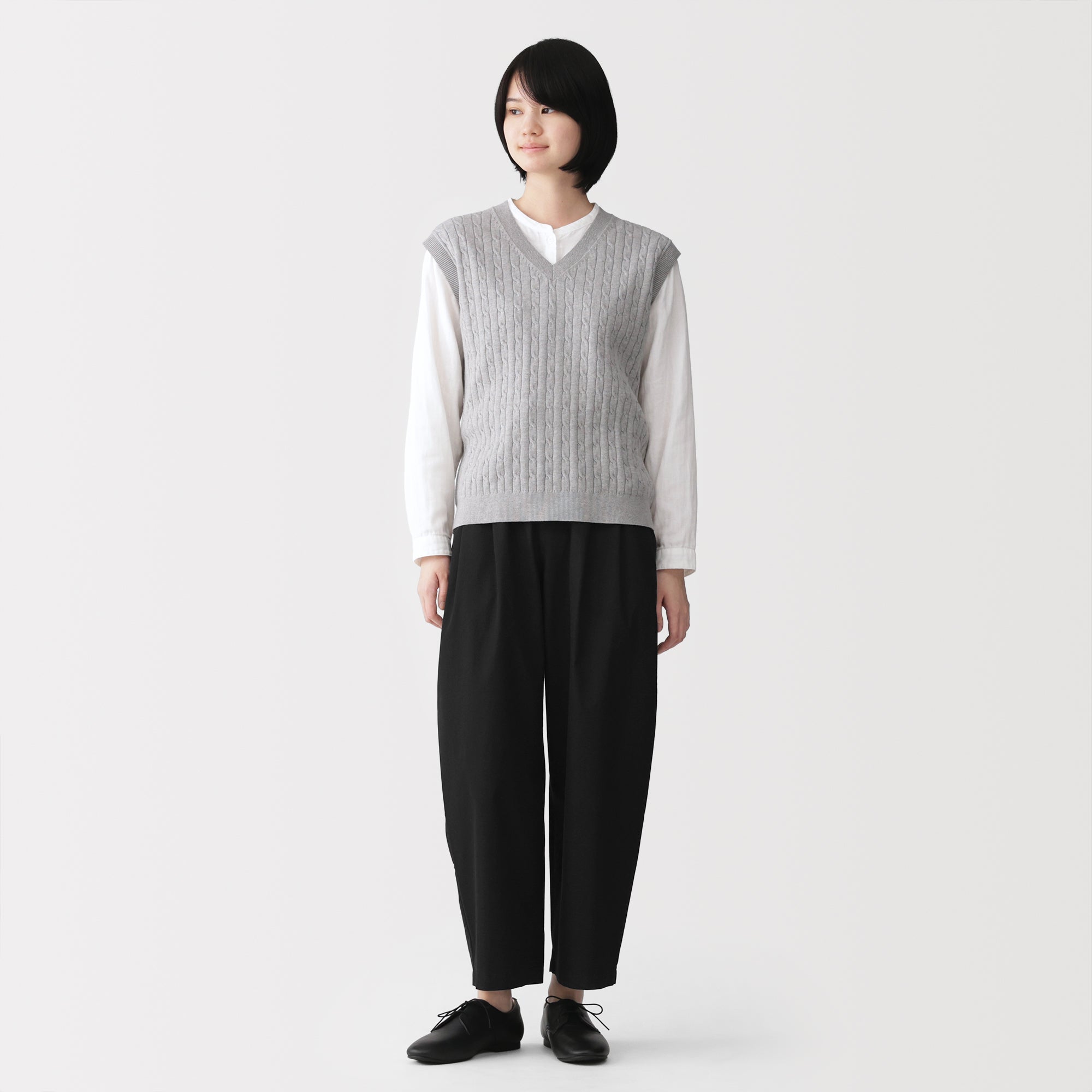 Cotton Twill Wide Tapered Pants