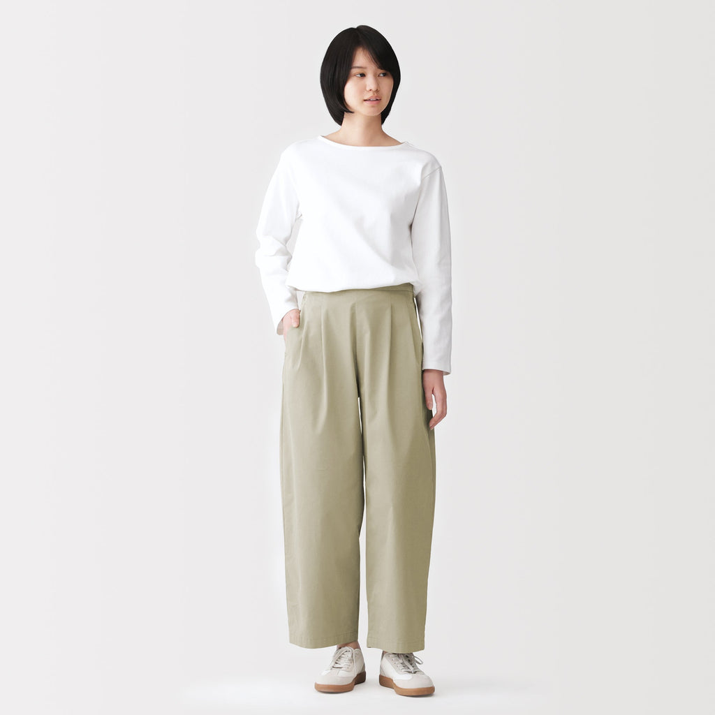 Cotton Twill Wide Tapered Pants