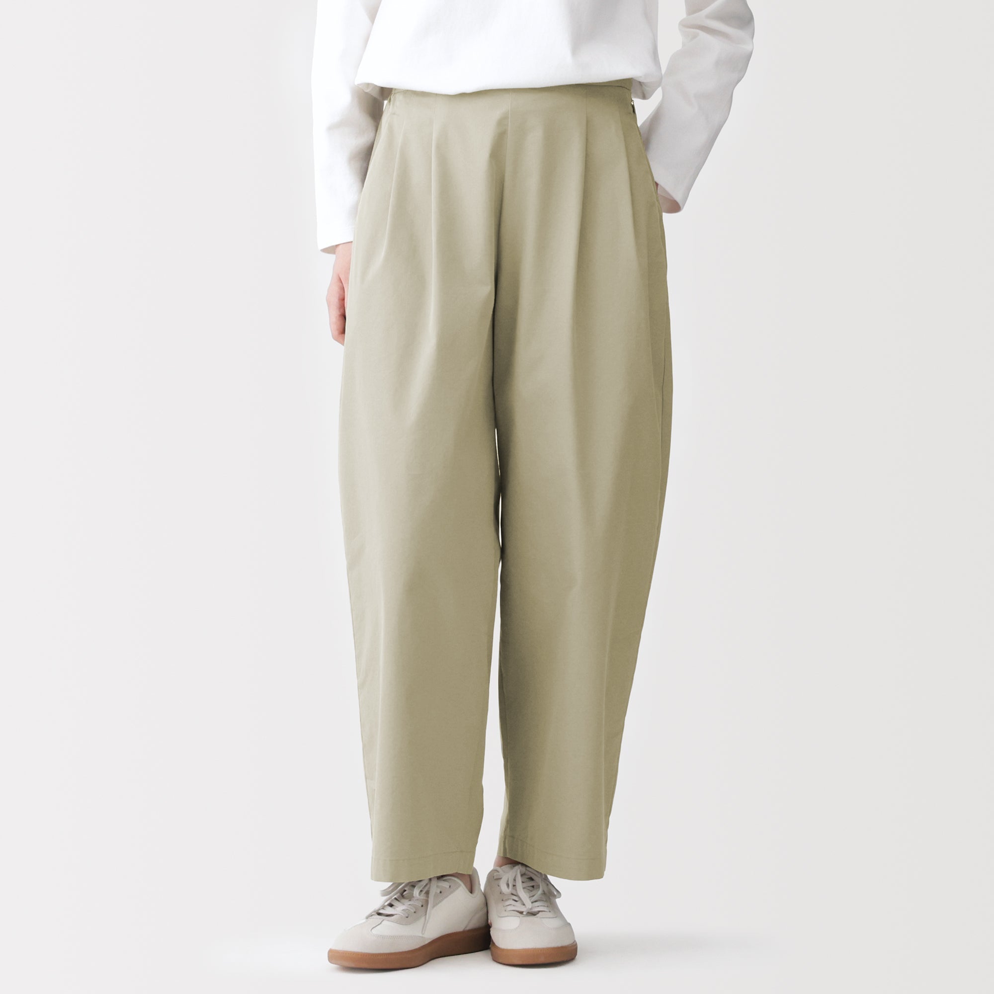Cotton Twill Wide Tapered Pants