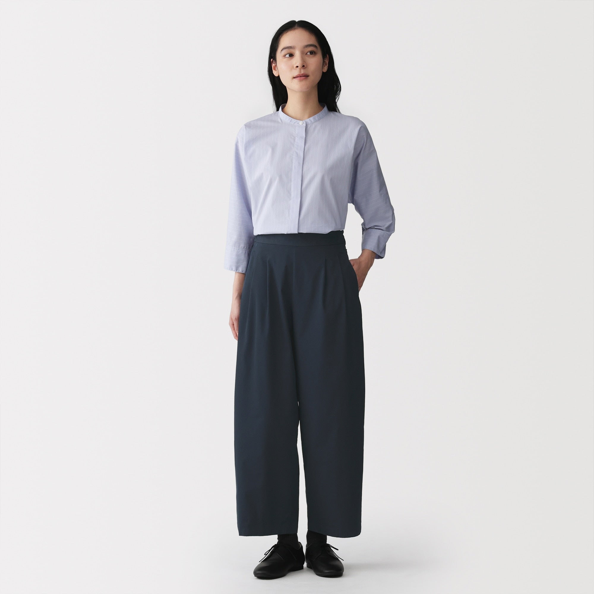 Cotton Twill Wide Tapered Pants