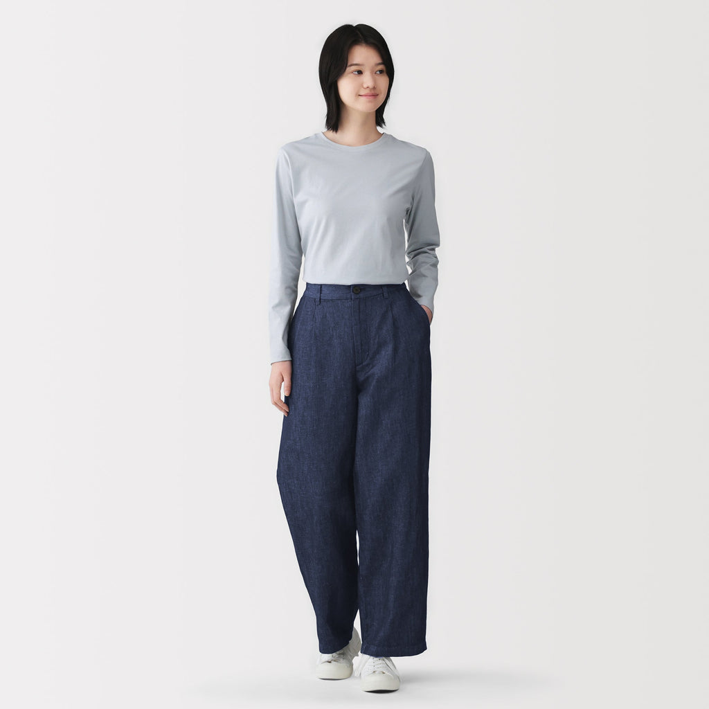 Hemp Blend Denim Straight Pants