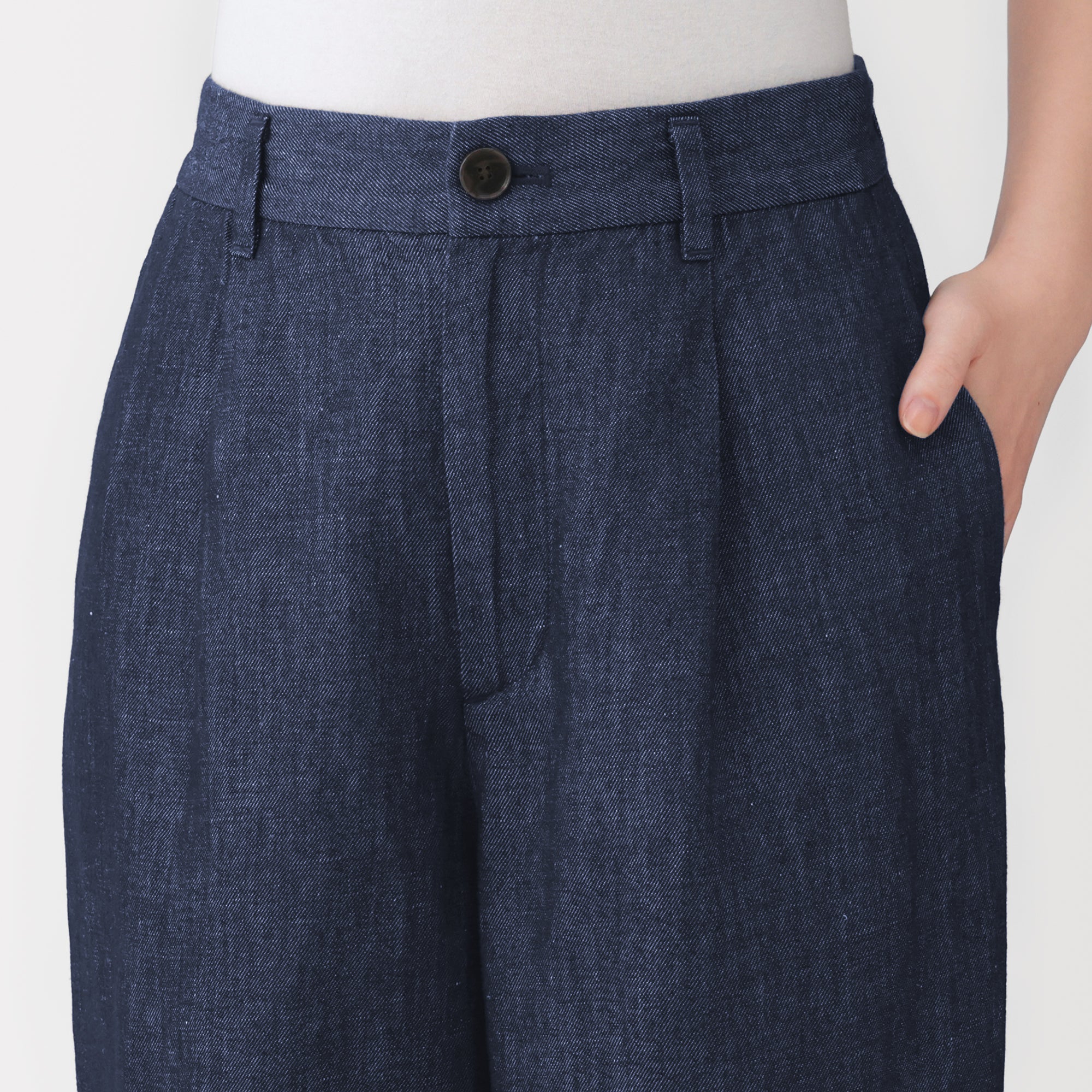 Hemp Blend Denim Straight Pants