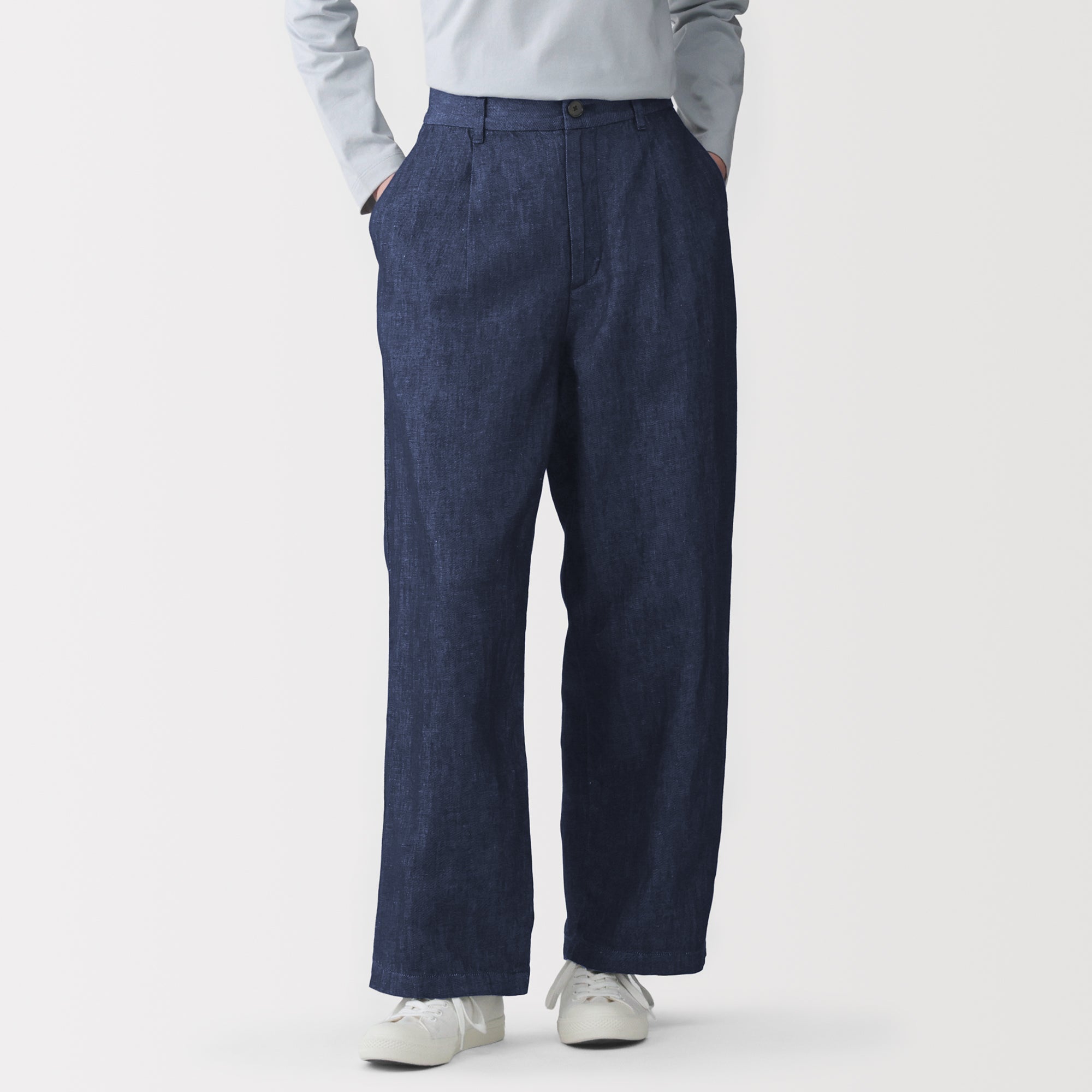 Hemp Blend Denim Straight Pants