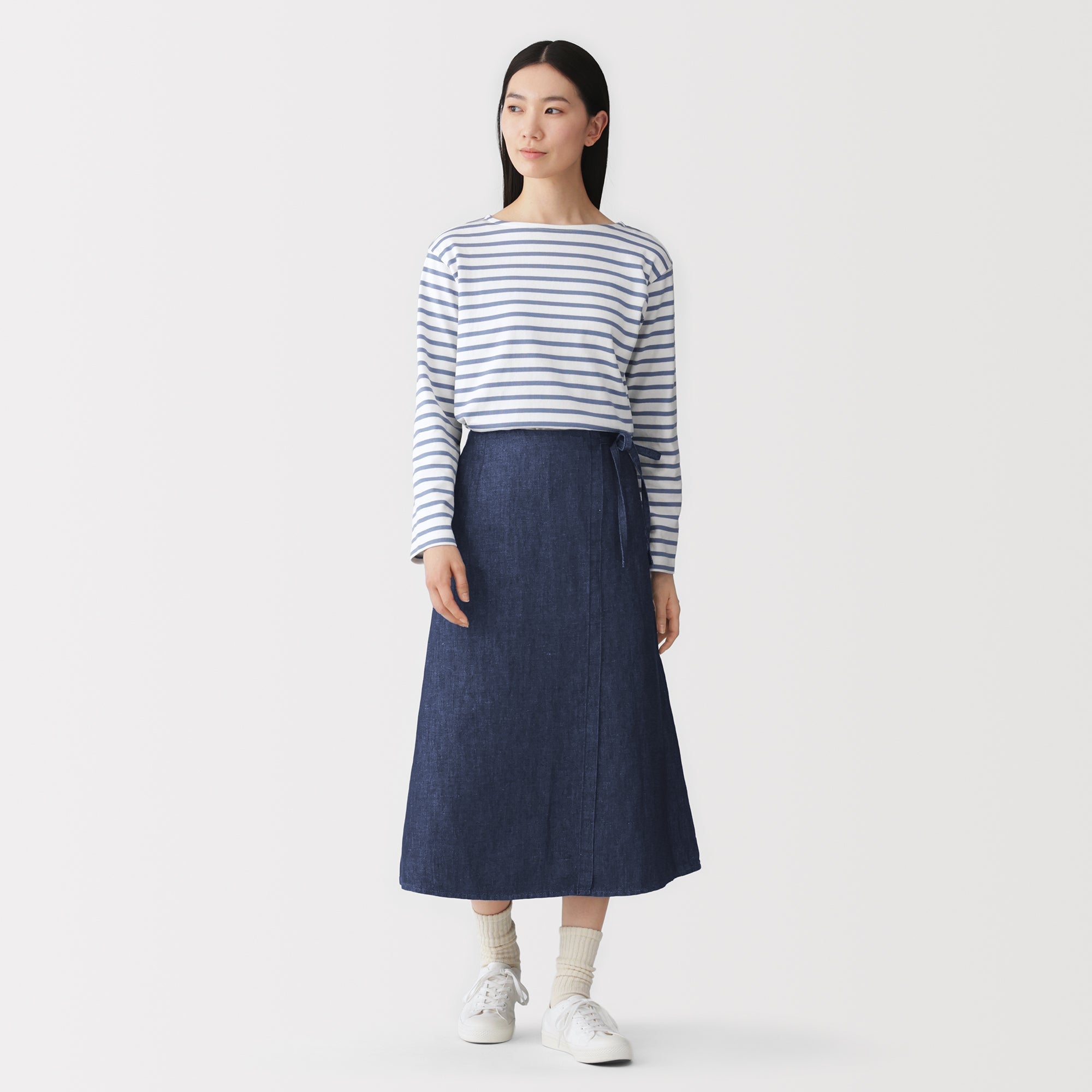 Hemp Blend Denim Wrap Skirt