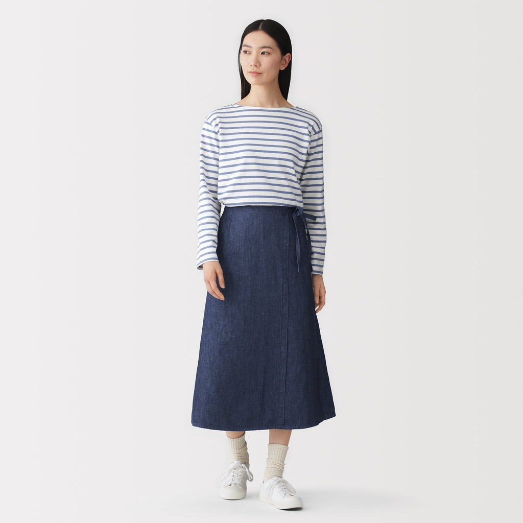 Hemp Blend Denim Wrap Skirt