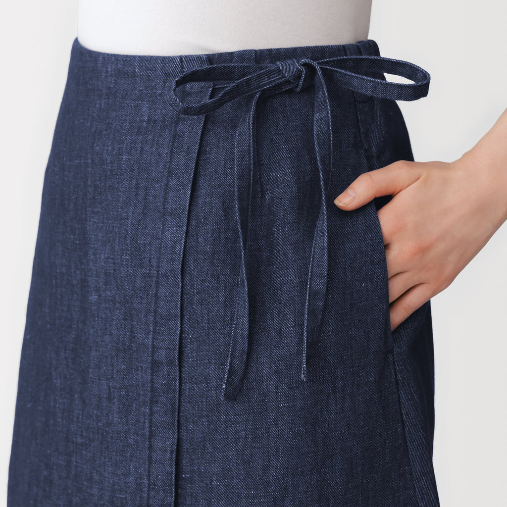 Hemp Blend Denim Wrap Skirt