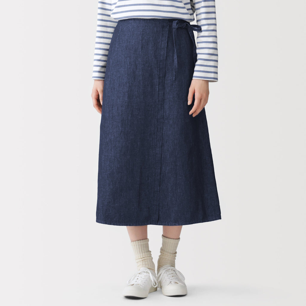 Hemp Blend Denim Wrap Skirt