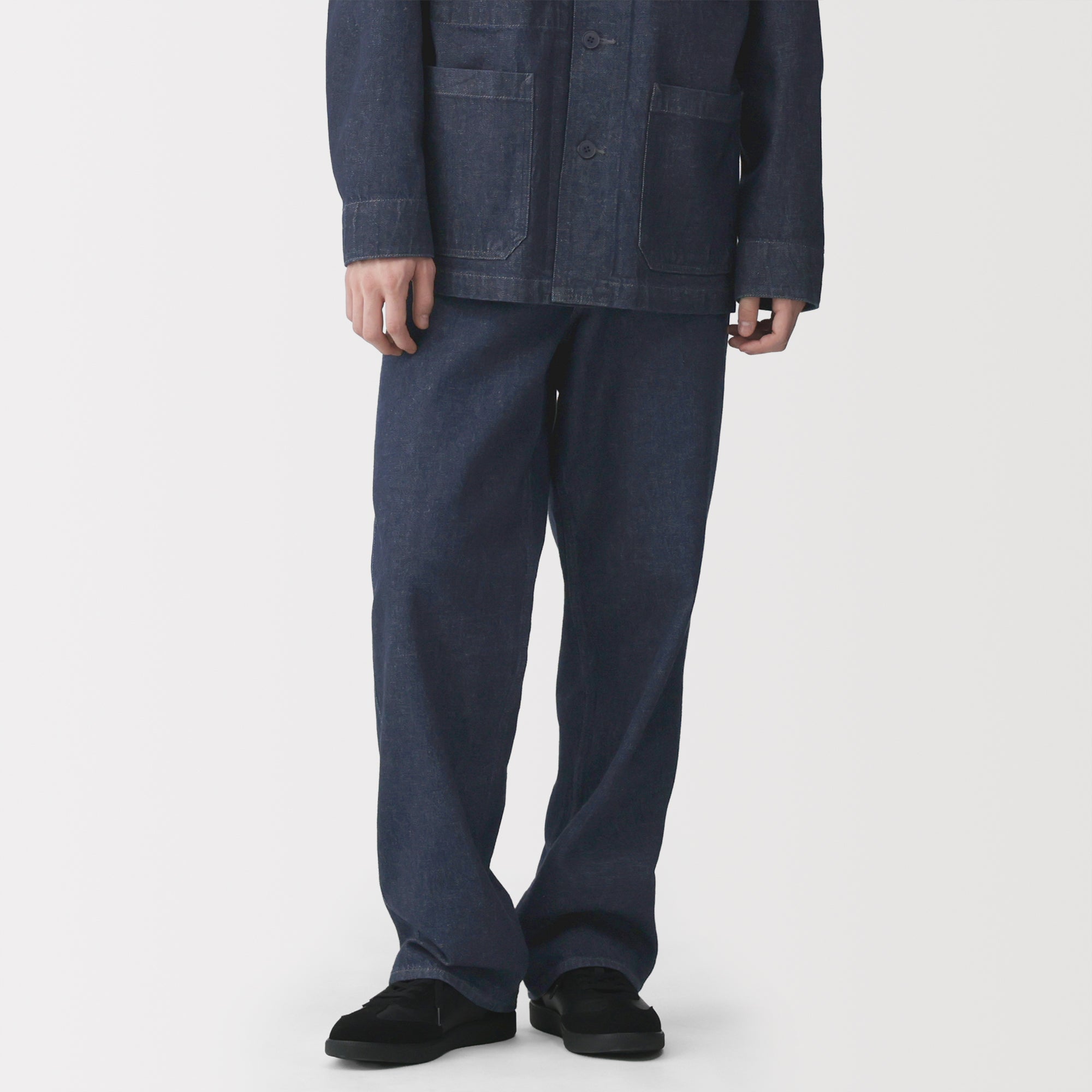 Kapok Blend Denim Wide Pants