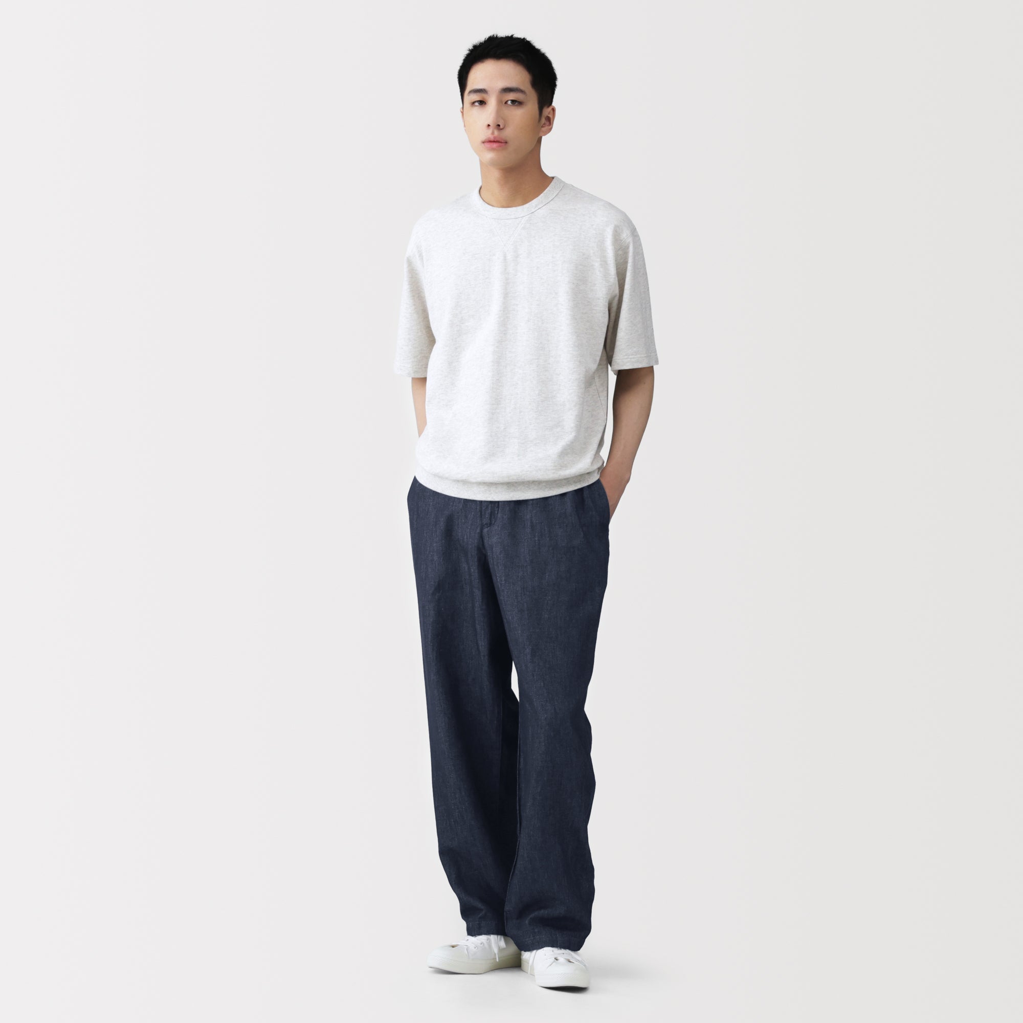 Hemp Blend Denim Straight Pants