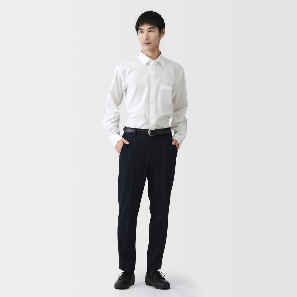 Cotton Semi-Spread Collar Shirt