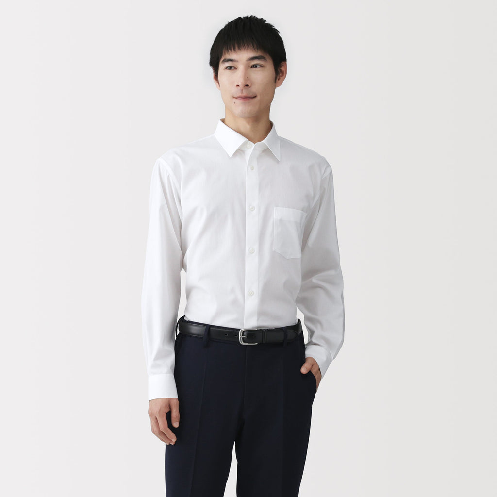 Cotton Semi-Spread Collar Shirt