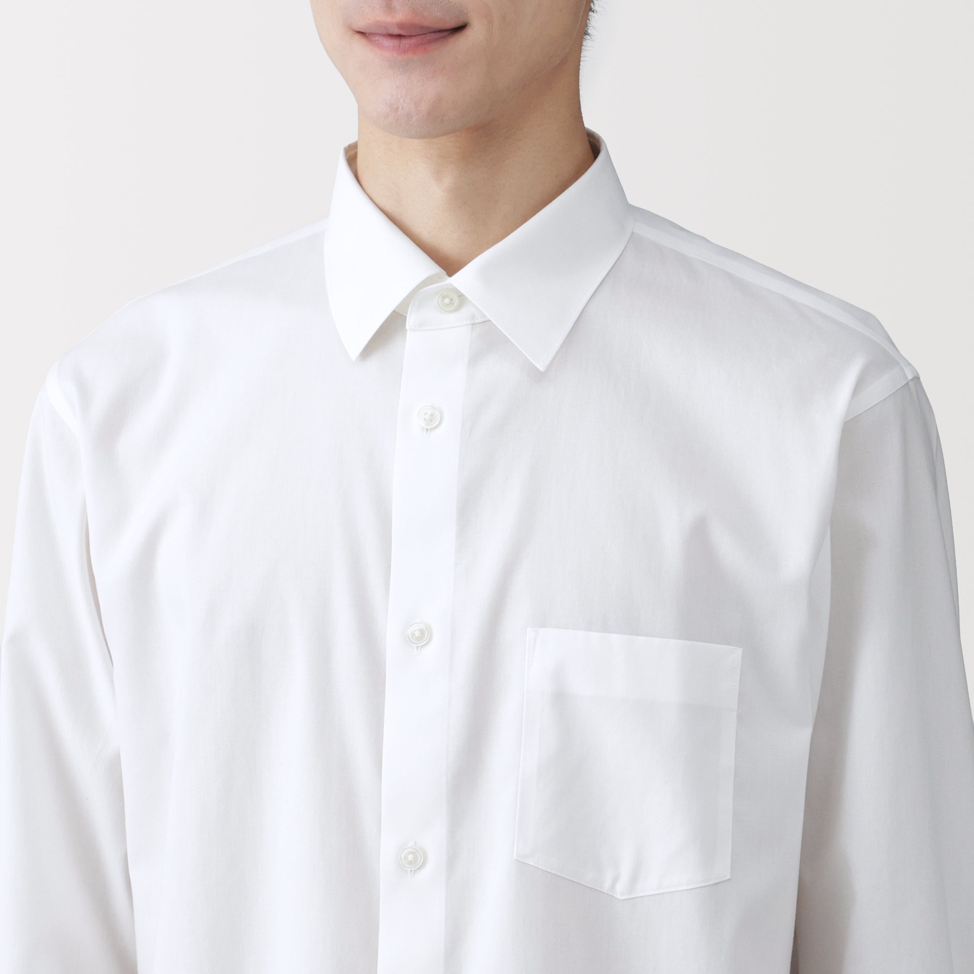 Cotton Semi-Spread Collar Shirt