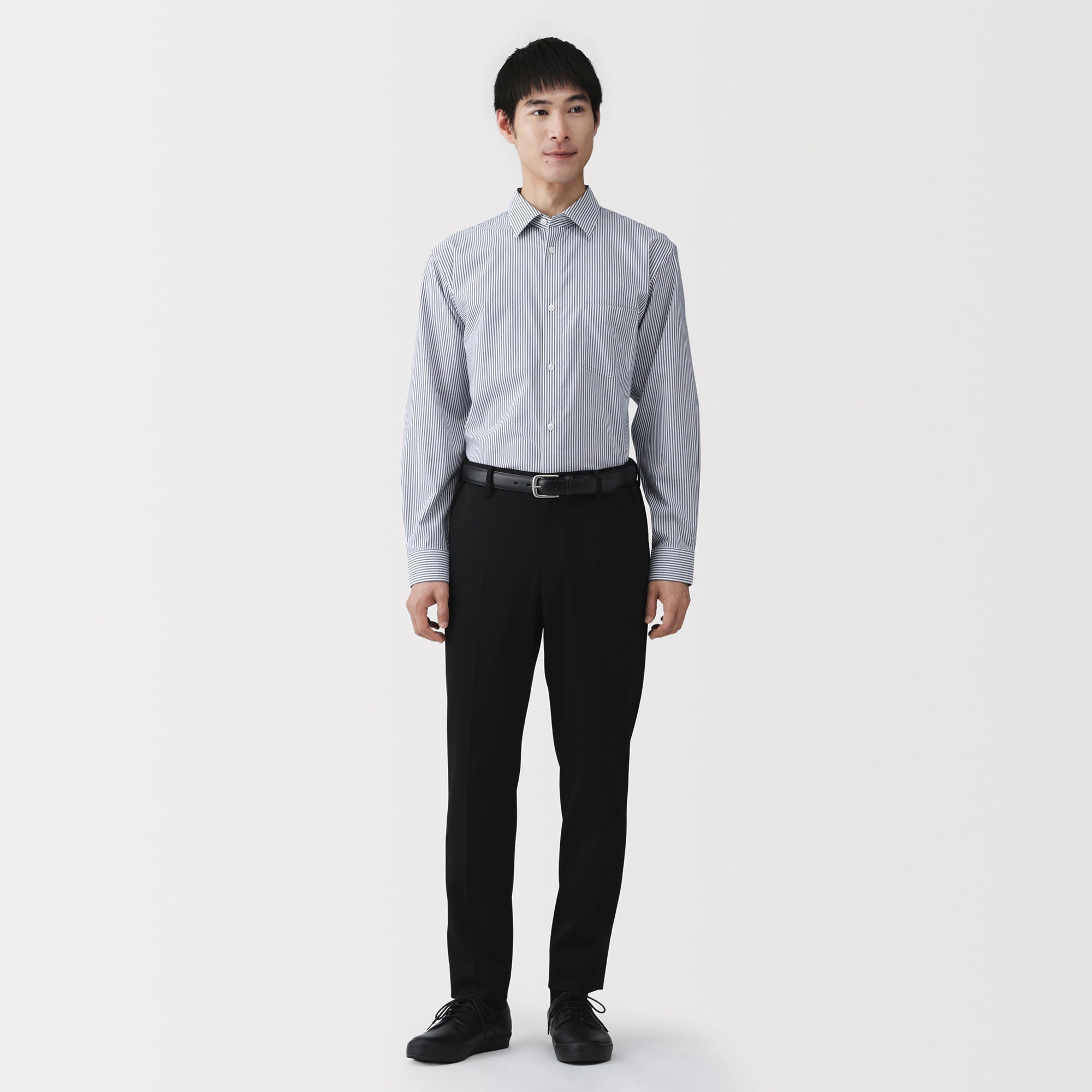 Cotton Semi-Spread Collar Shirt