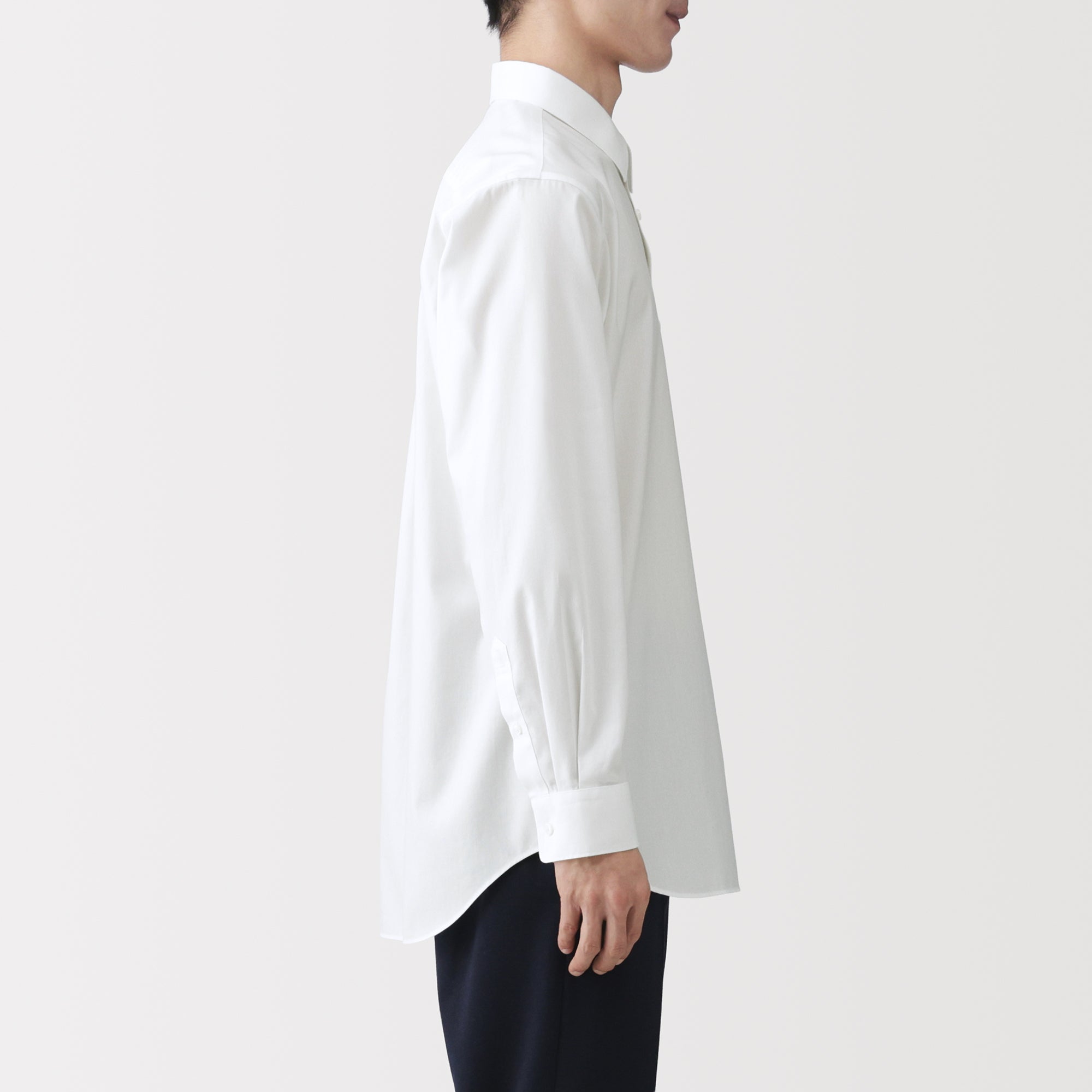 Cotton Semi-Spread Collar Shirt