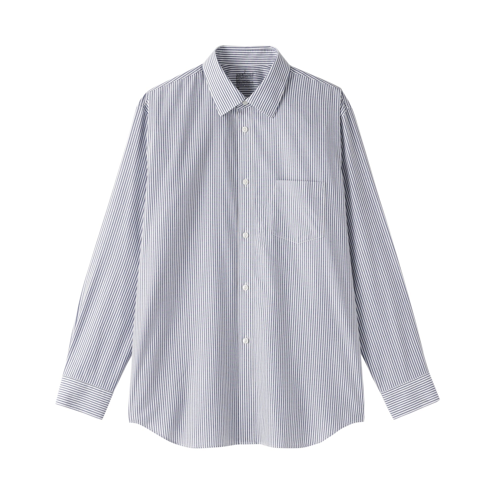 Cotton Semi-Spread Collar Shirt