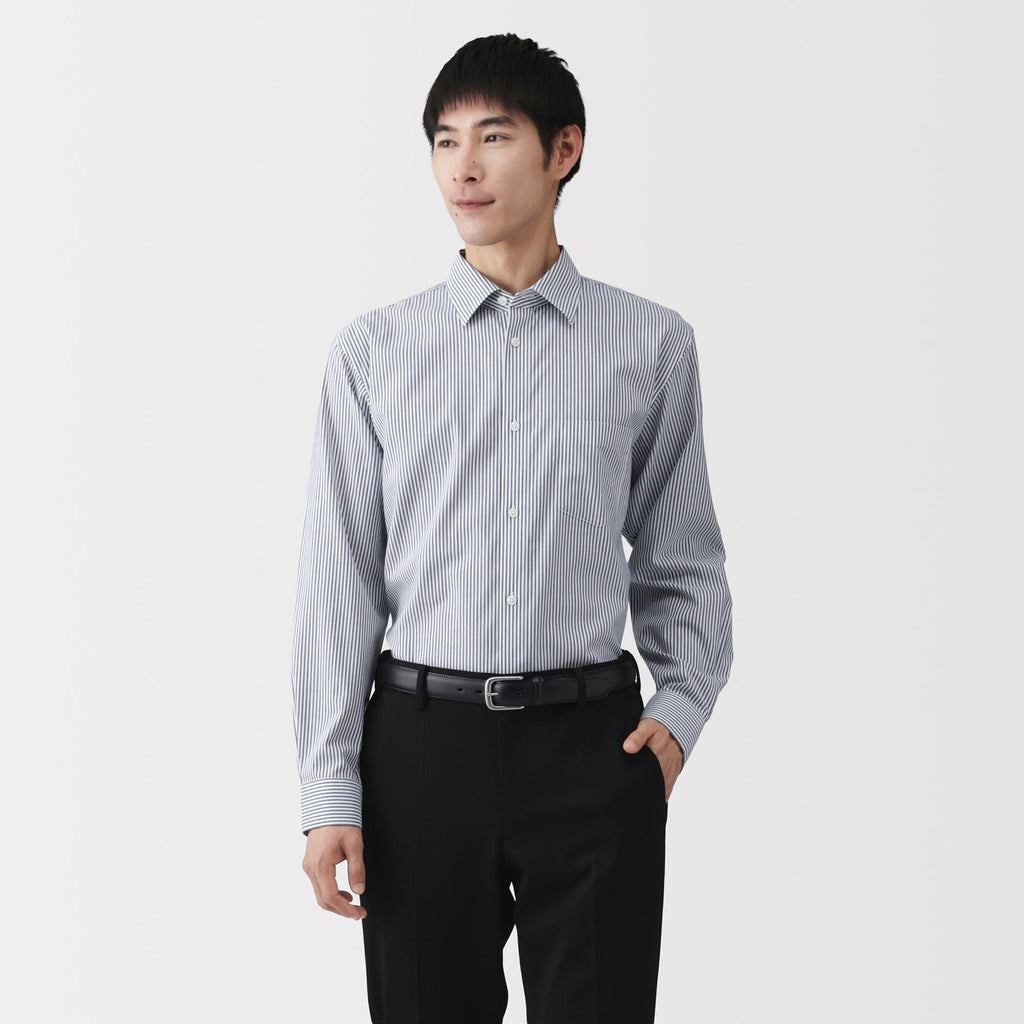 Cotton Semi-Spread Collar Shirt