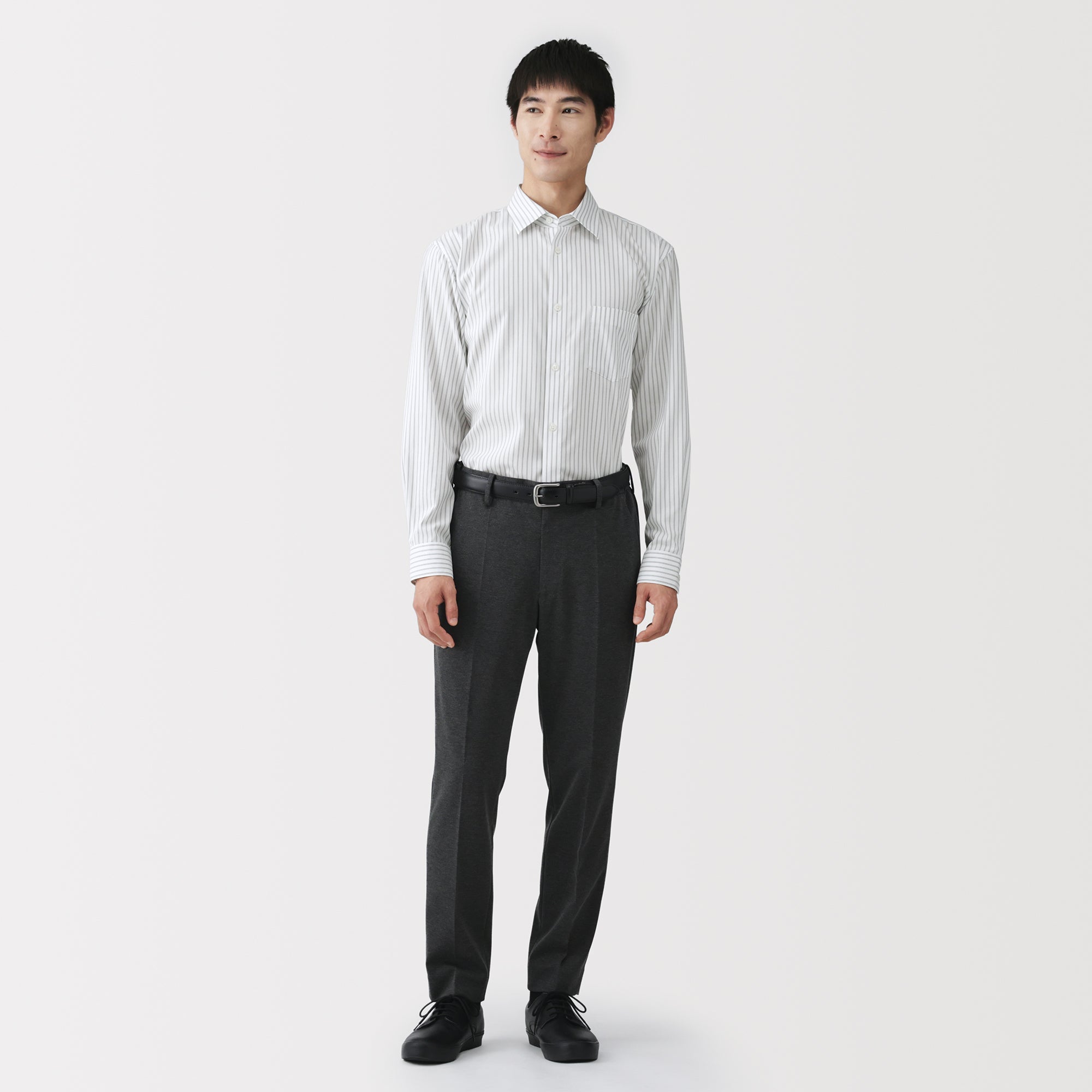 Cotton Semi-Spread Collar Shirt