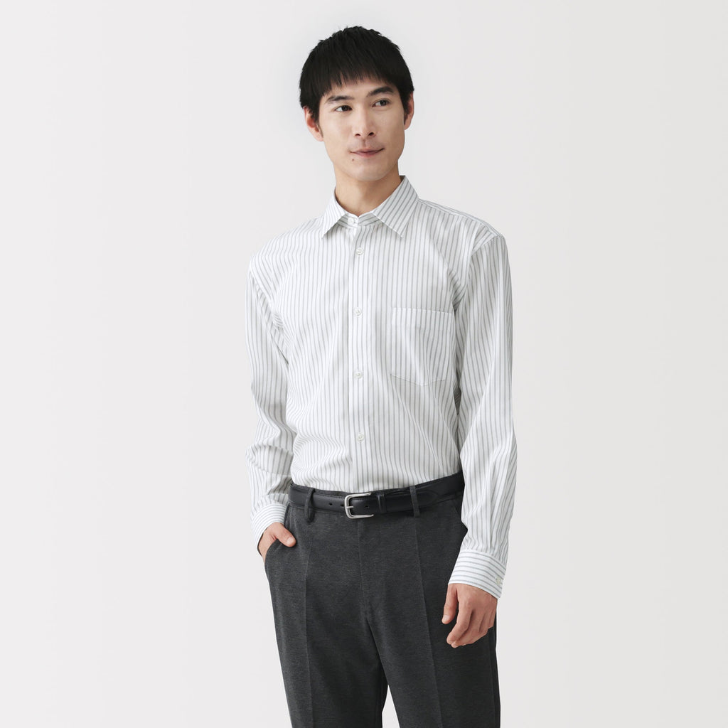 Cotton Semi-Spread Collar Shirt