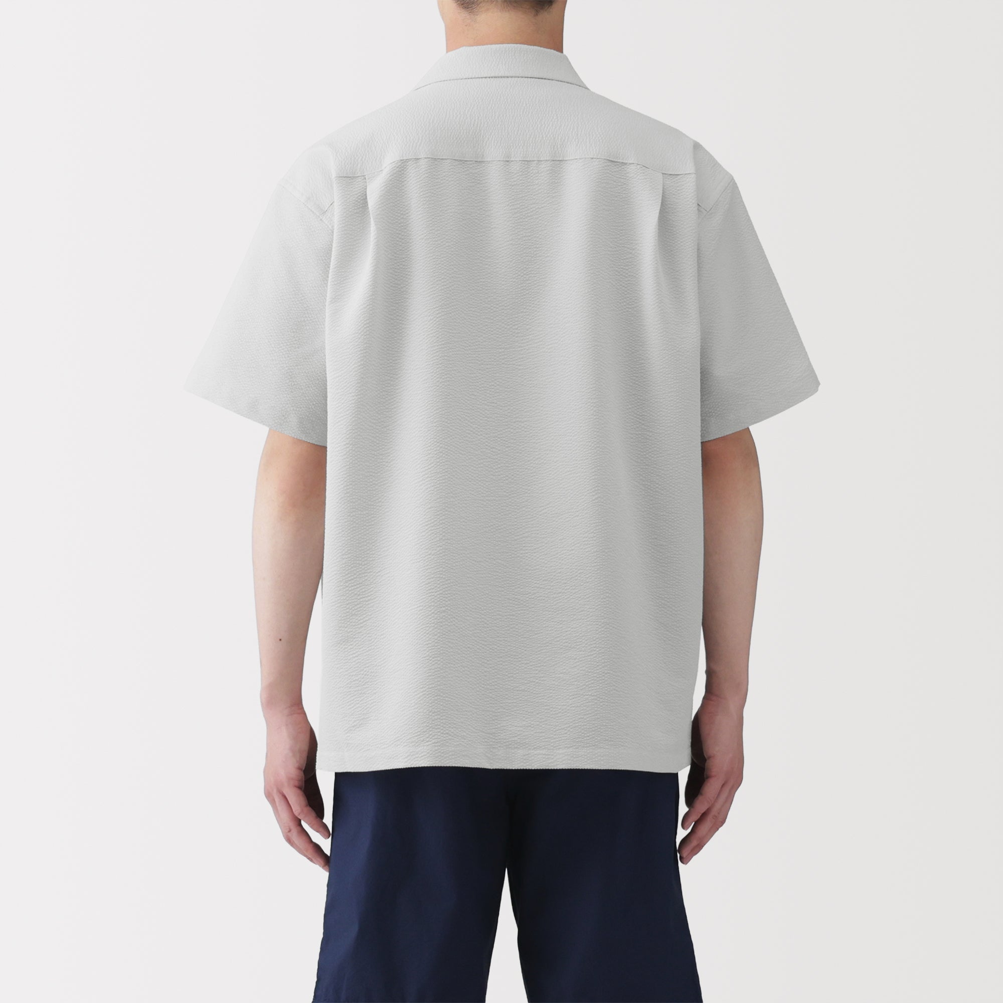 Breathable Seersucker Open Collar Shirt