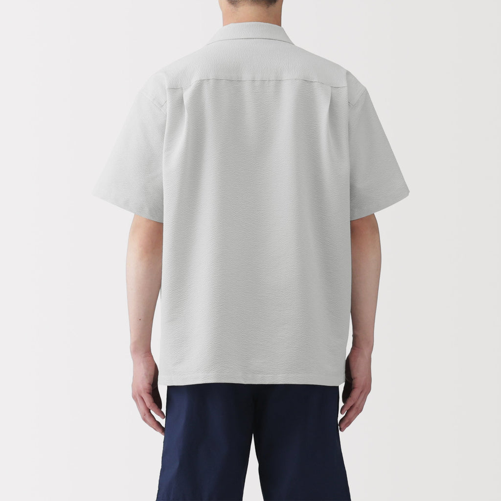 Breathable Seersucker Open Collar Shirt