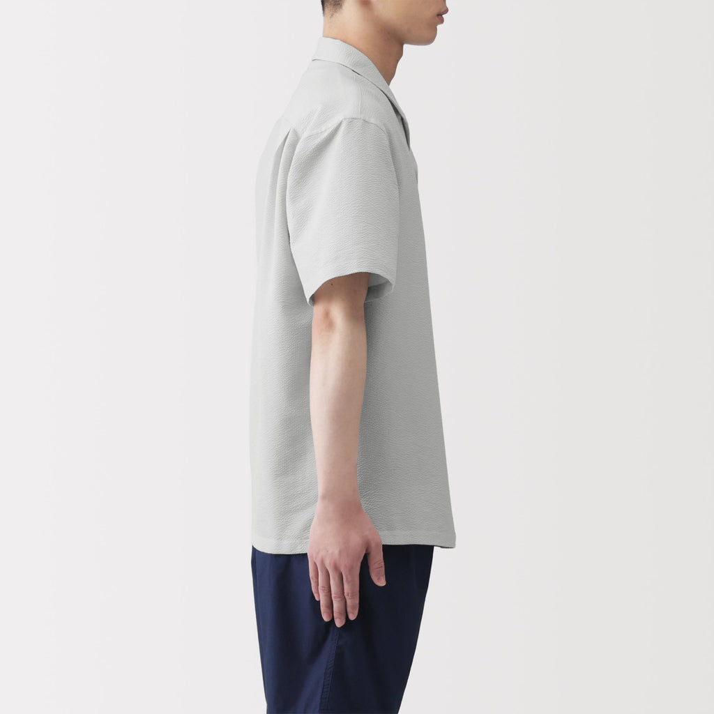 Breathable Seersucker Open Collar Shirt