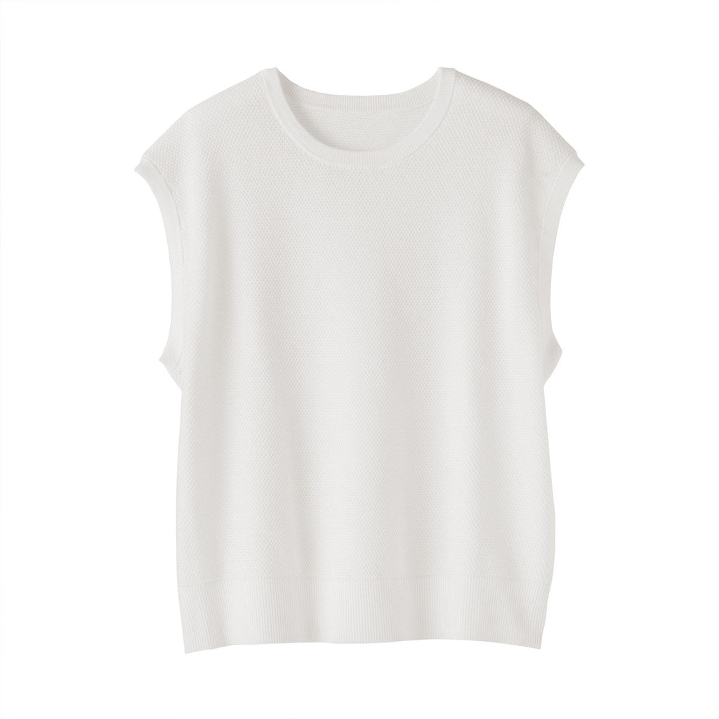High-Twist Cotton Sleeveless Sweater