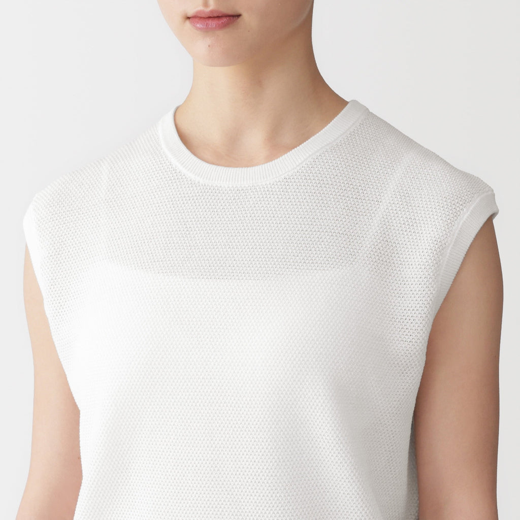 High-Twist Cotton Sleeveless Sweater
