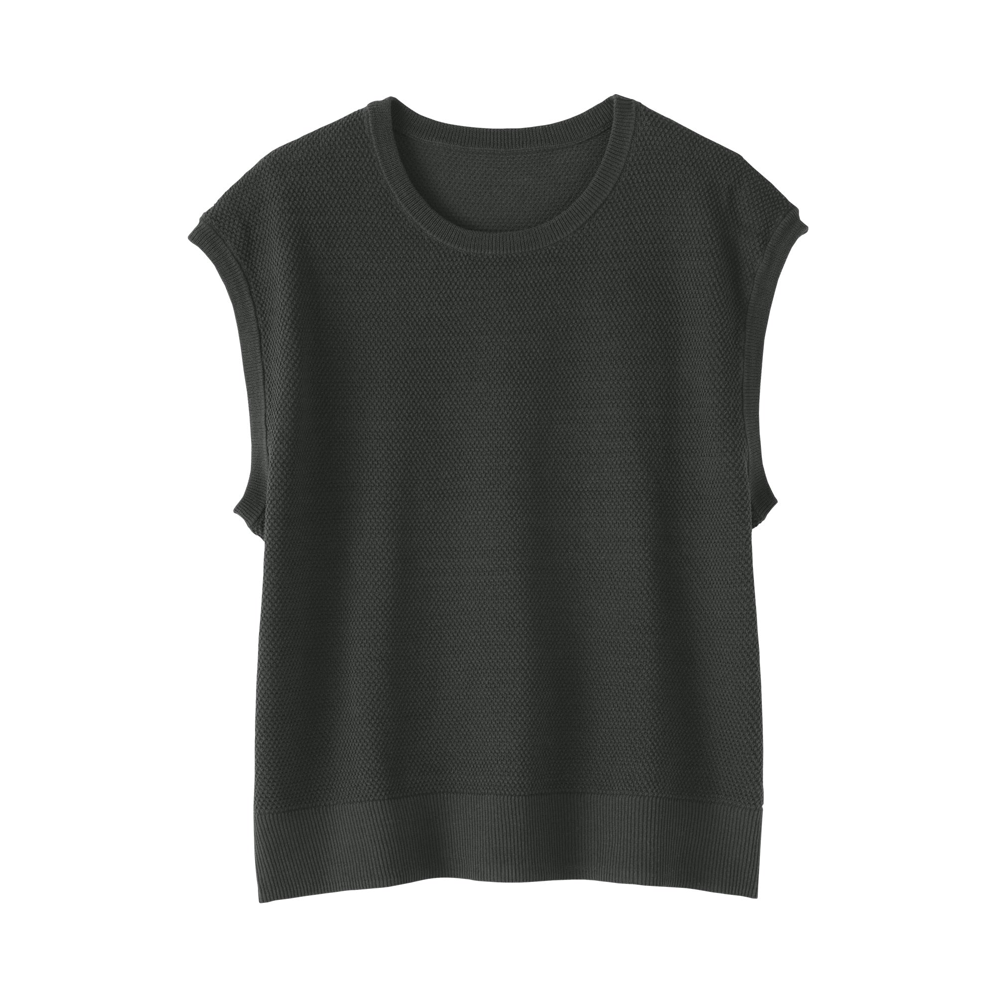 High-Twist Cotton Sleeveless Sweater