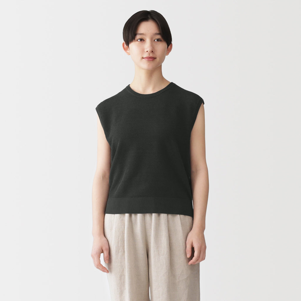 High-Twist Cotton Sleeveless Sweater
