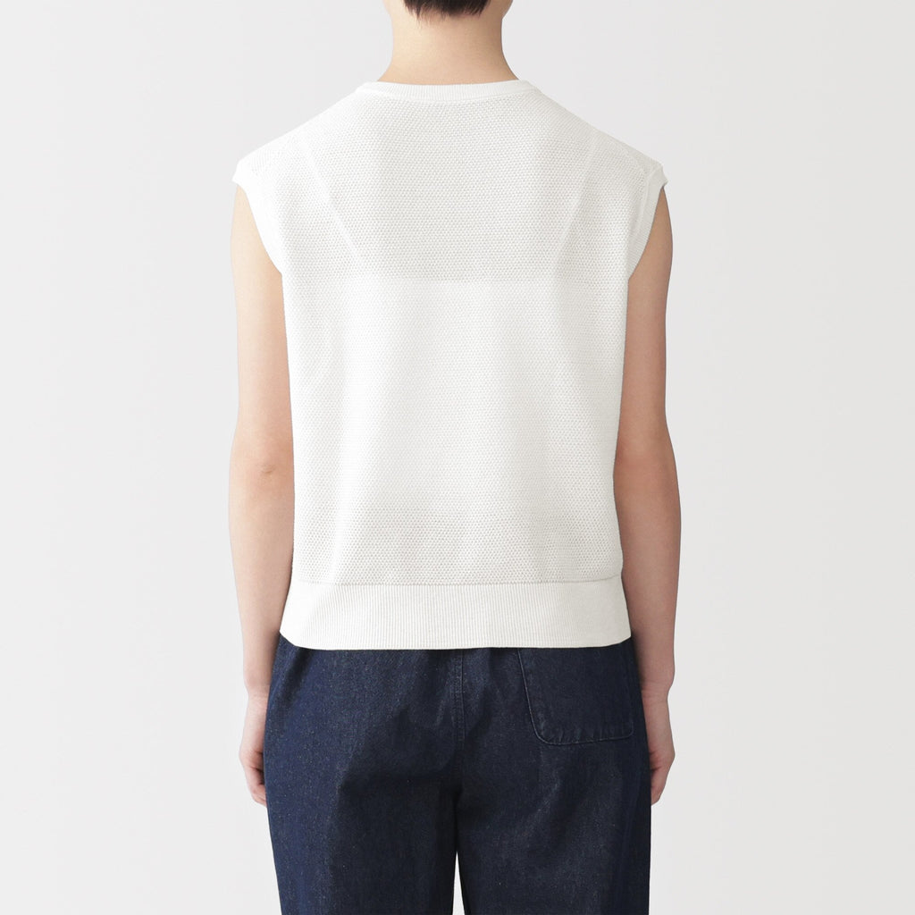 High-Twist Cotton Sleeveless Sweater