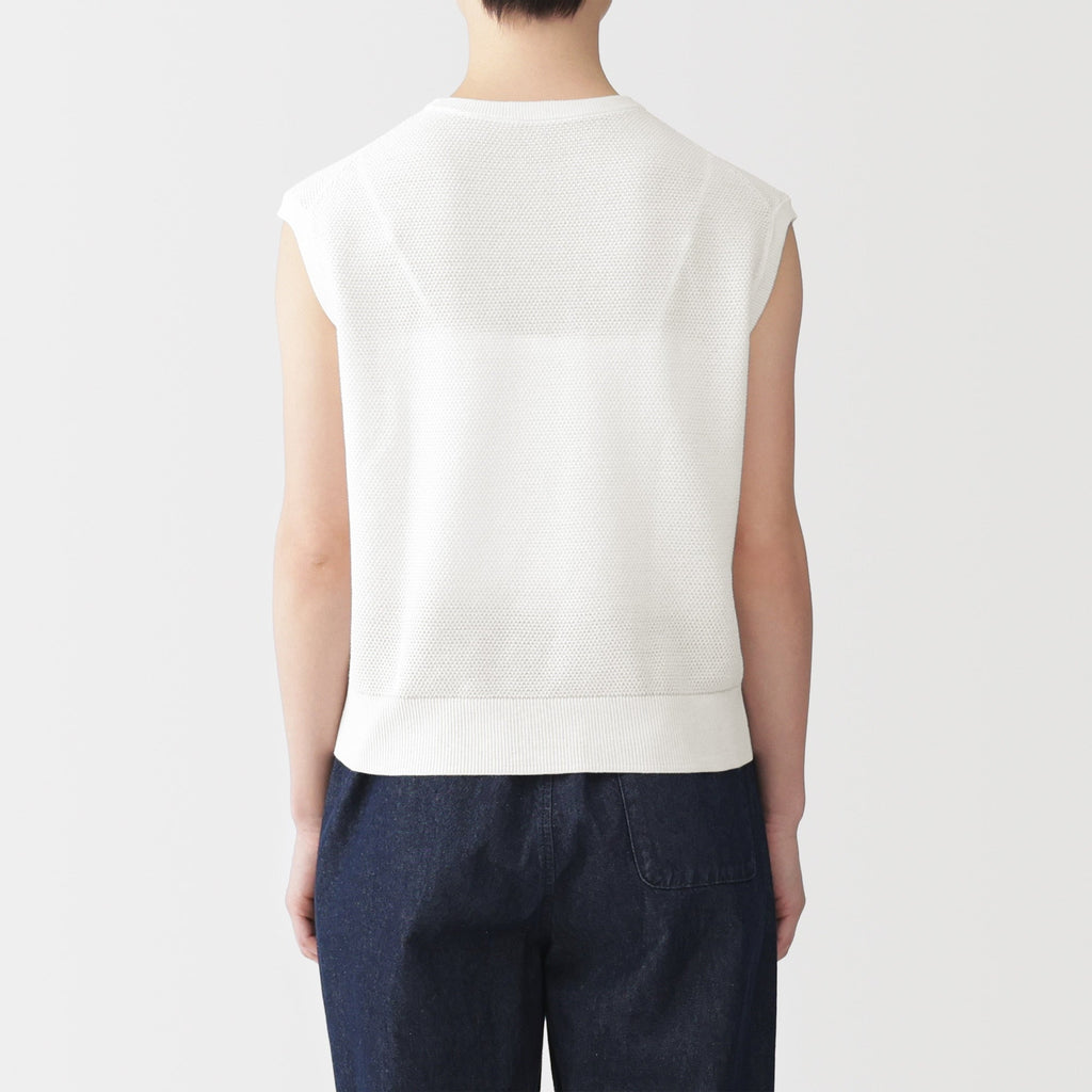 High-Twist Cotton Sleeveless Sweater
