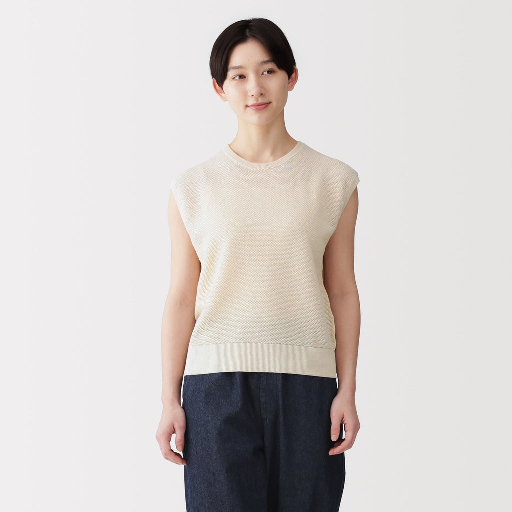 High-Twist Cotton Sleeveless Sweater