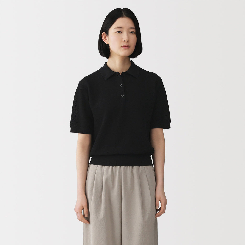 High-Twist Cotton Polo Sweater