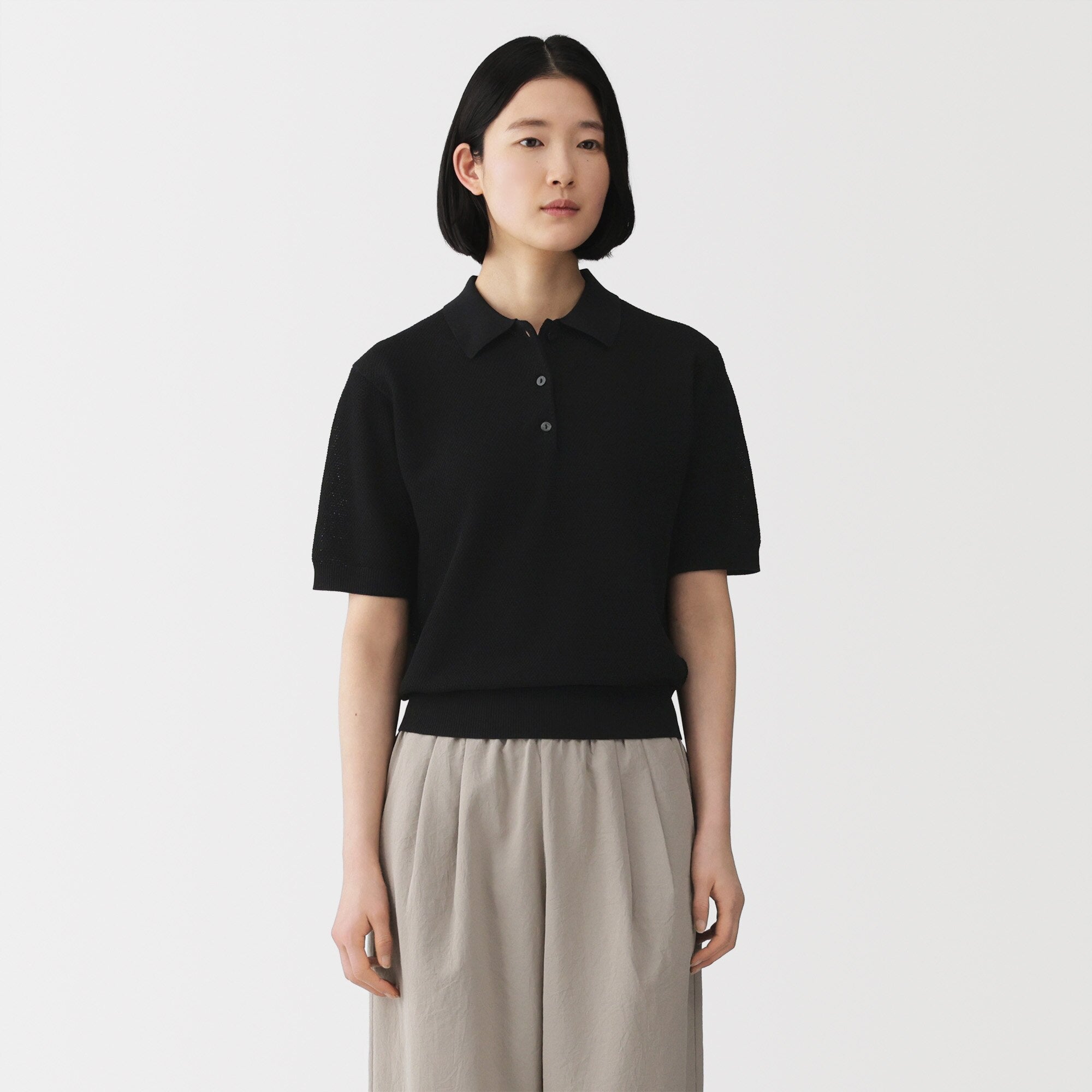 High-Twist Cotton Polo Sweater