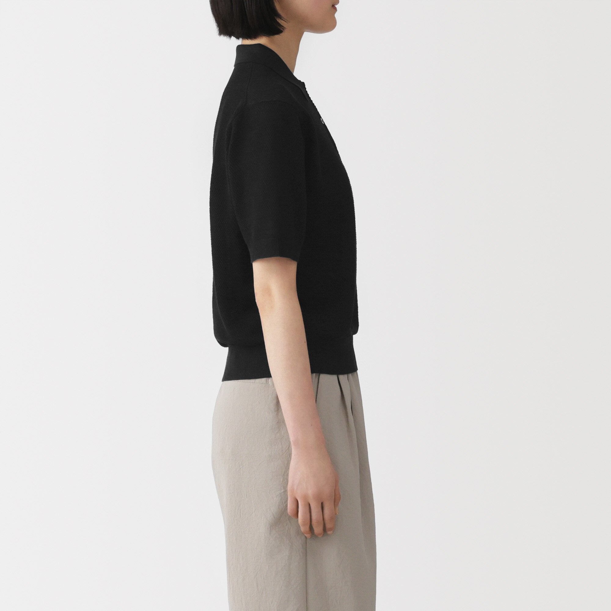 High-Twist Cotton Polo Sweater