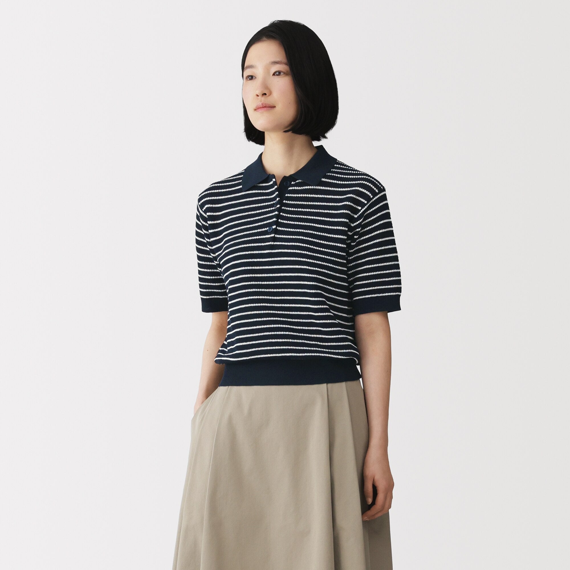 High-Twist Cotton Polo Sweater