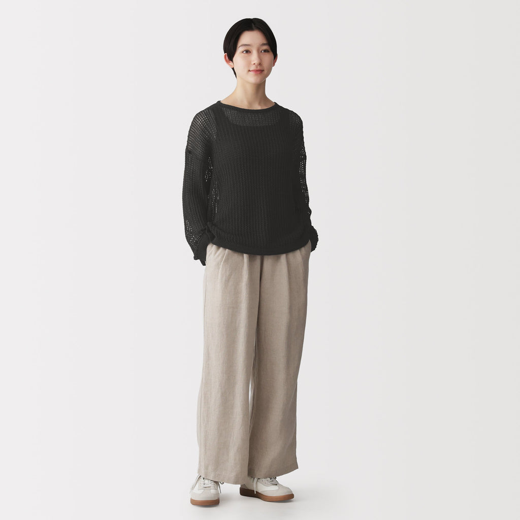 Linen Blend Mesh Wide Sweater