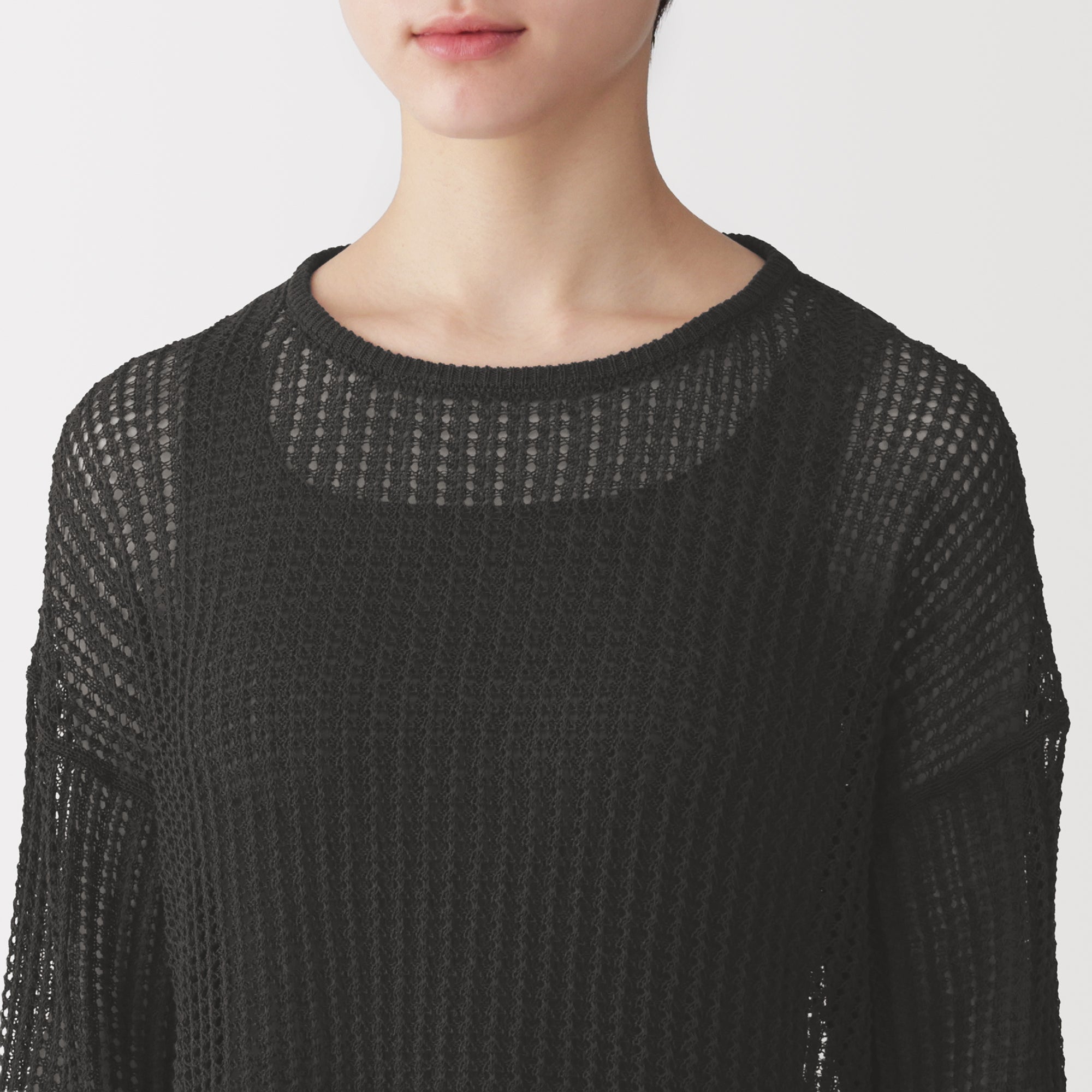 Linen Blend Mesh Wide Sweater